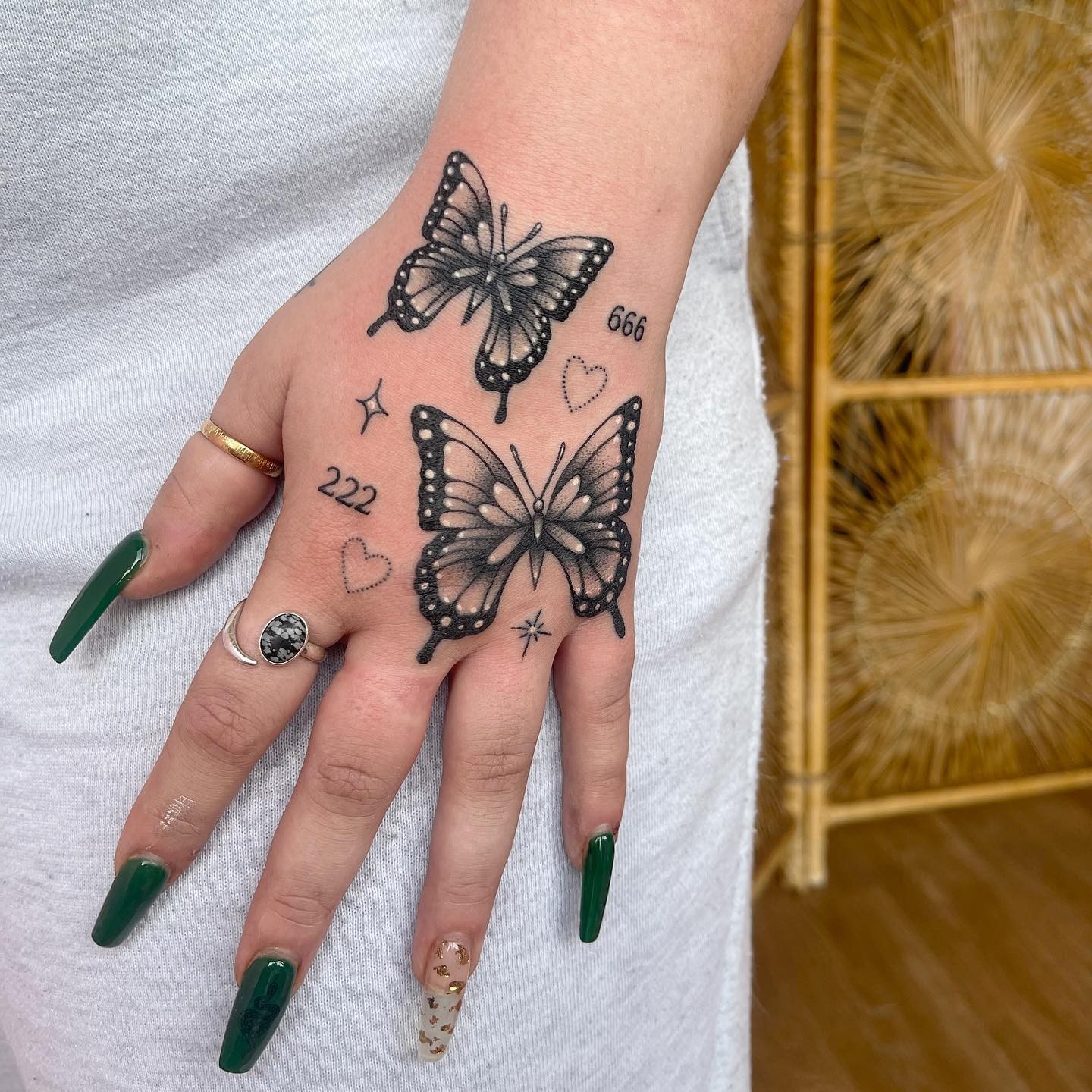 Black Butterfly Tattoo For Girls On Hand