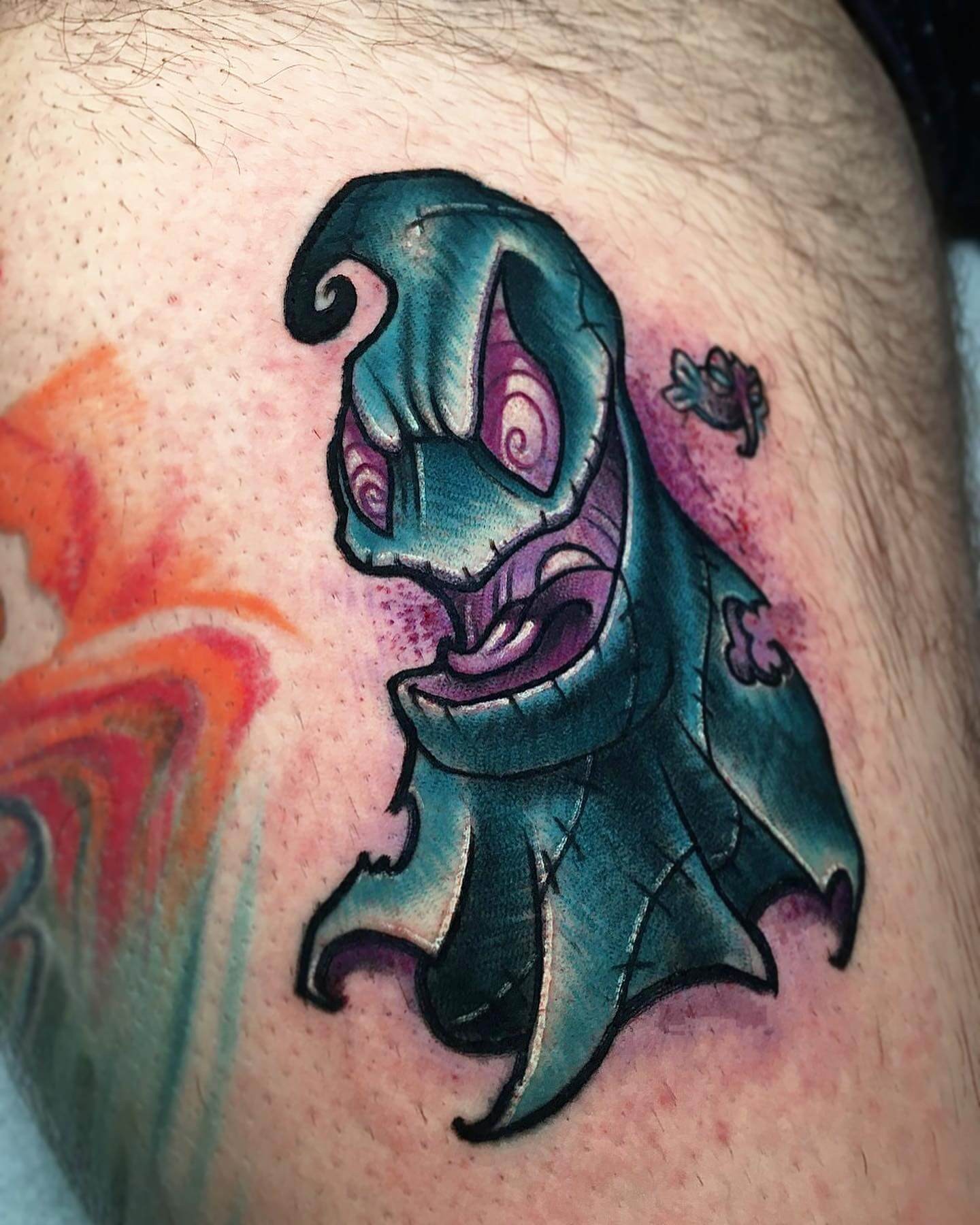 Colorful And Scary Ghost Tattoo Design