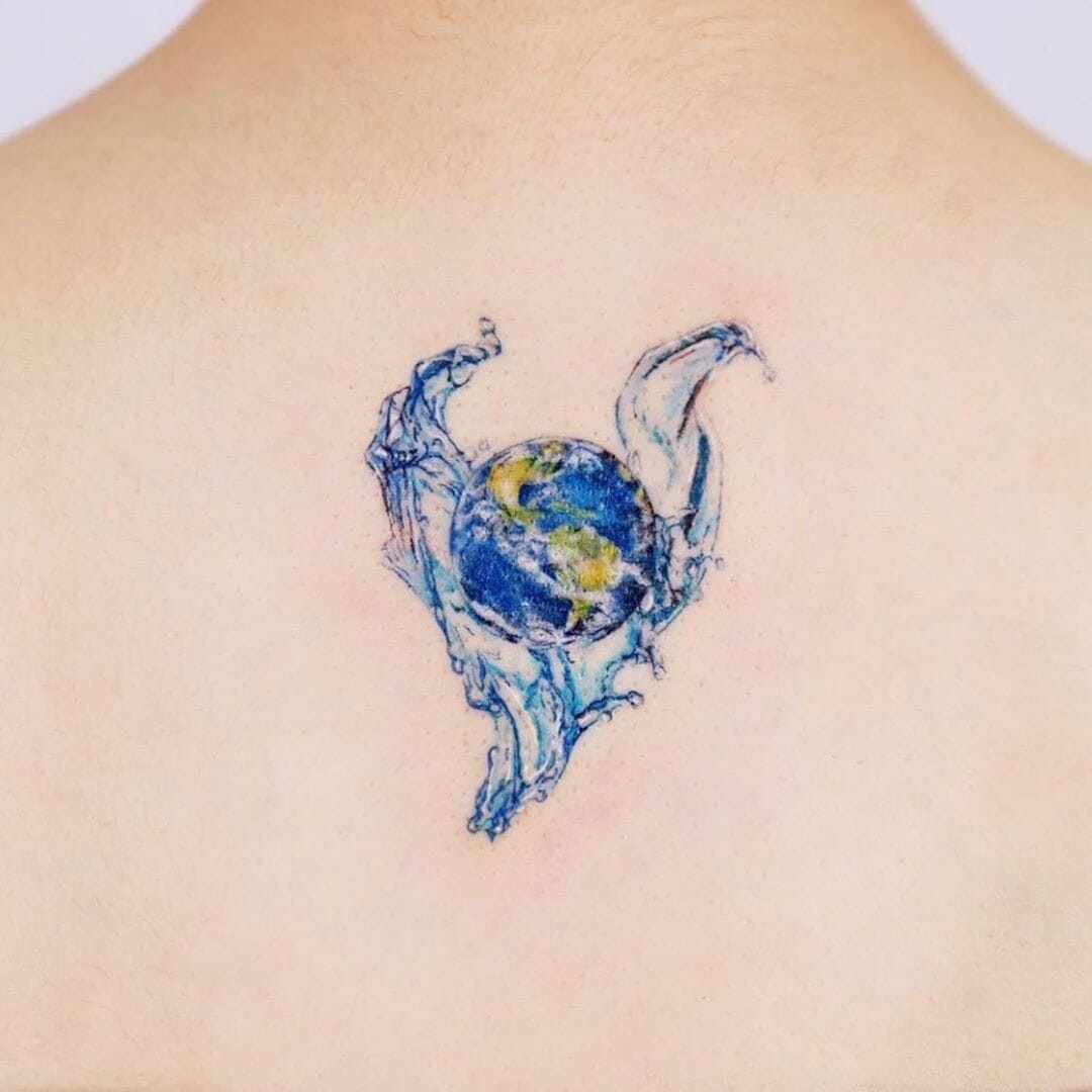 Blue Earth Tattoo Small Image