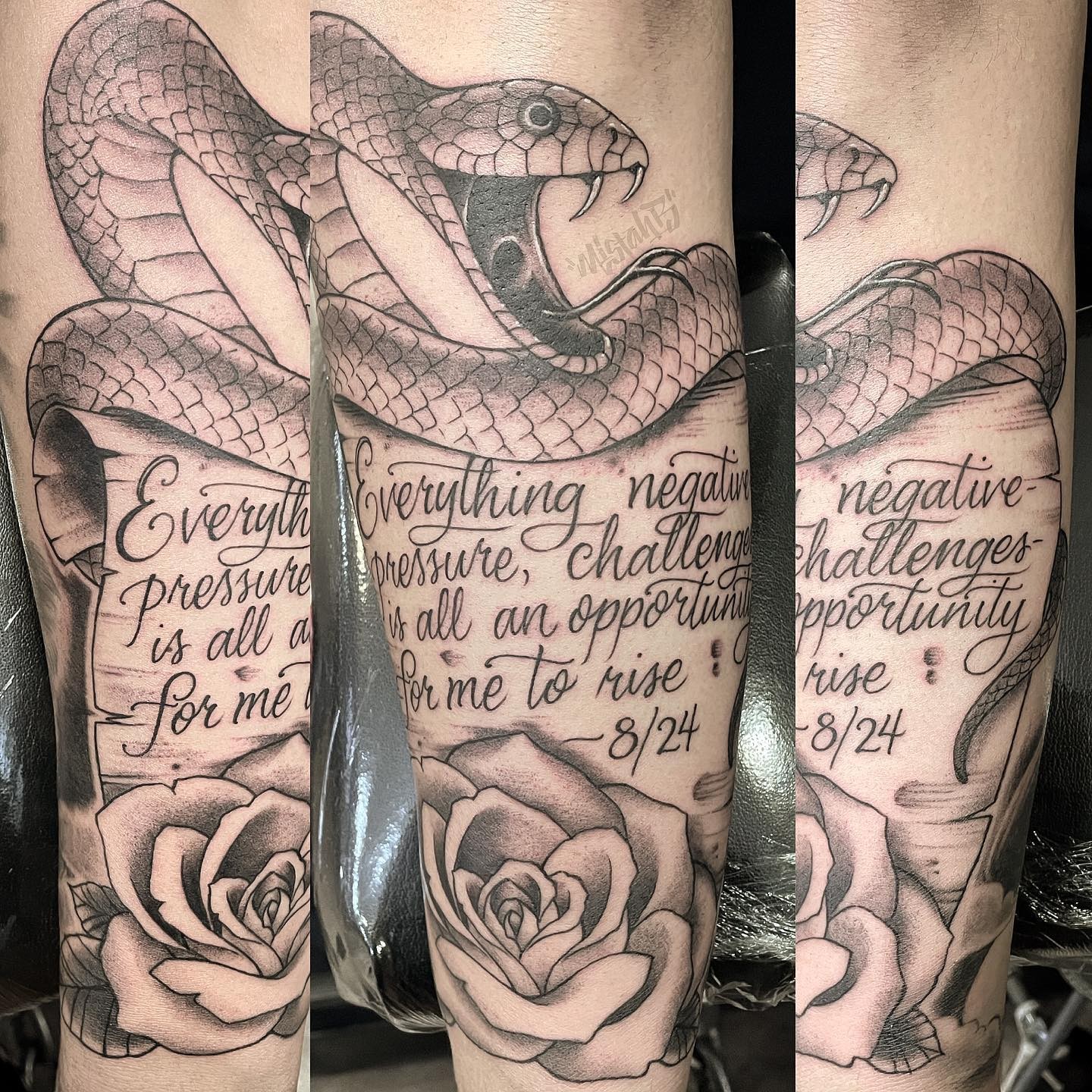 Black Mamba With Message Tattoo