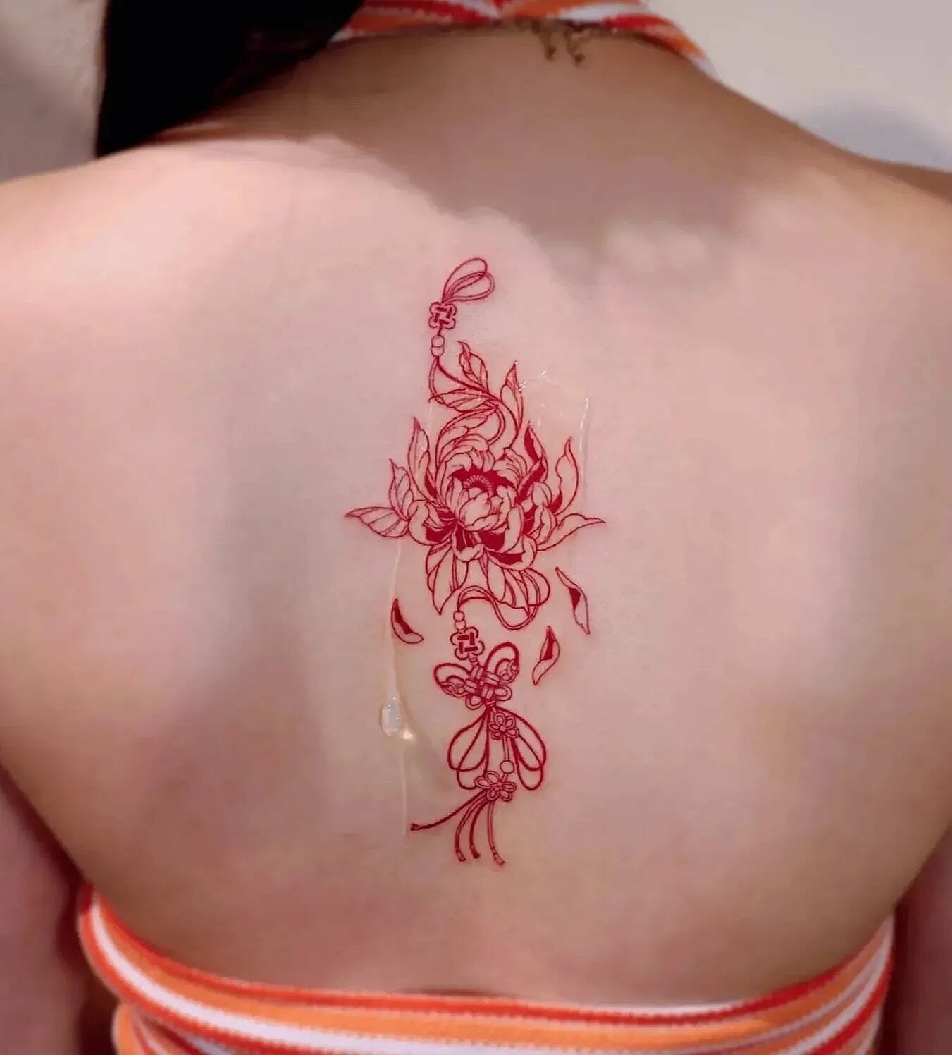 Simple Red Chrysanthemum Tattoo