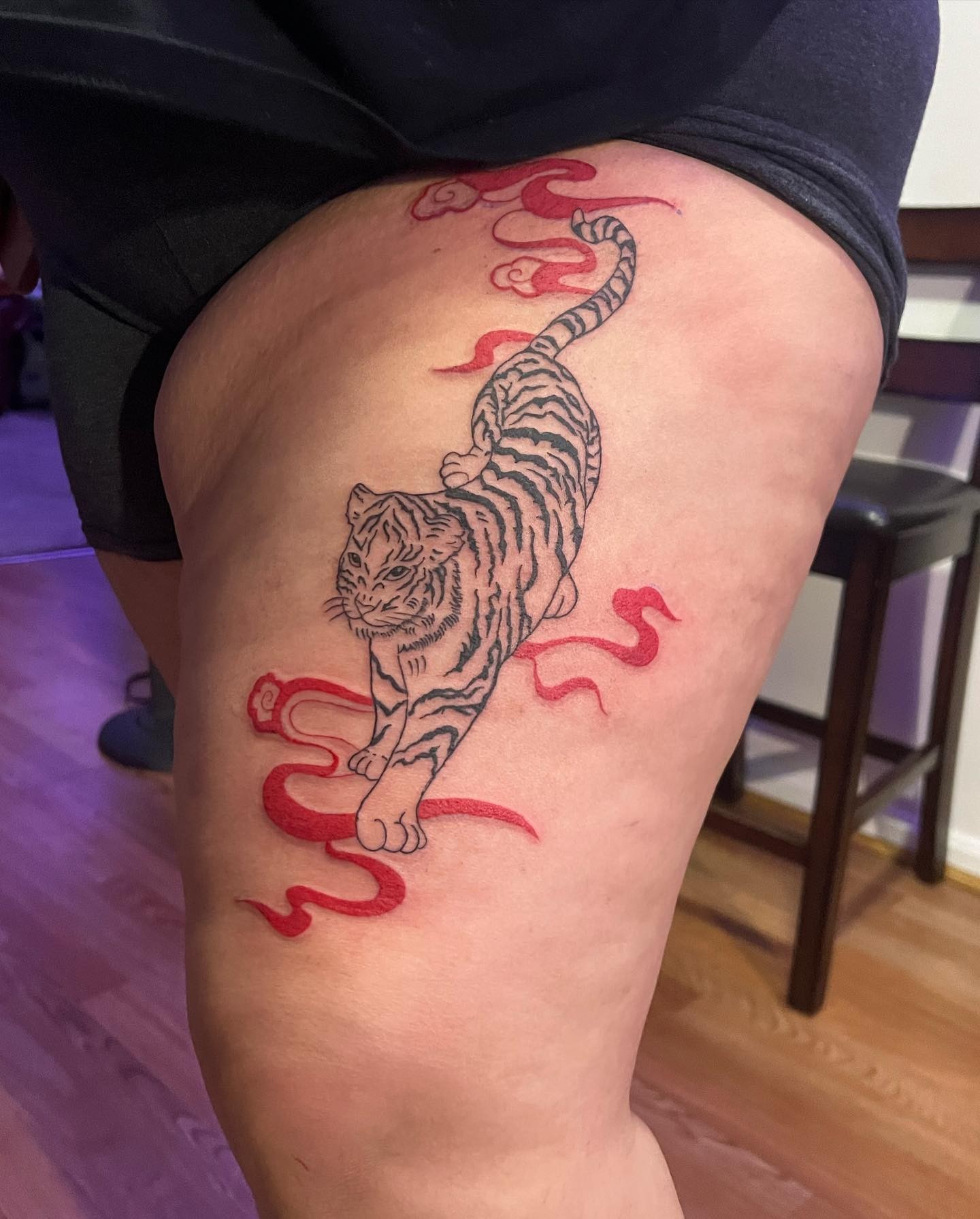 Tiger Thigh Tattoo