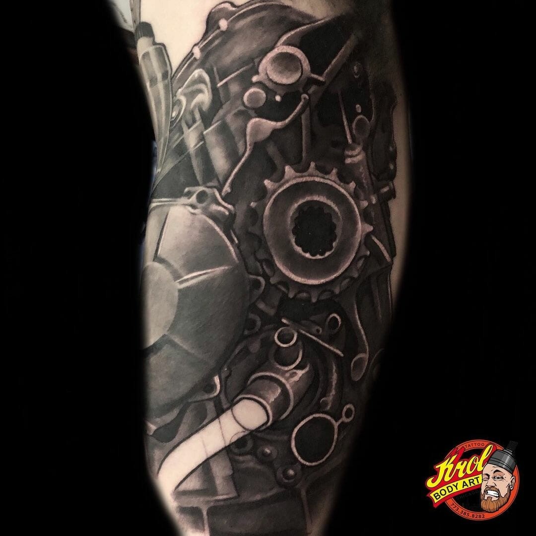 Classic Dirt Bike Engine Tattoos