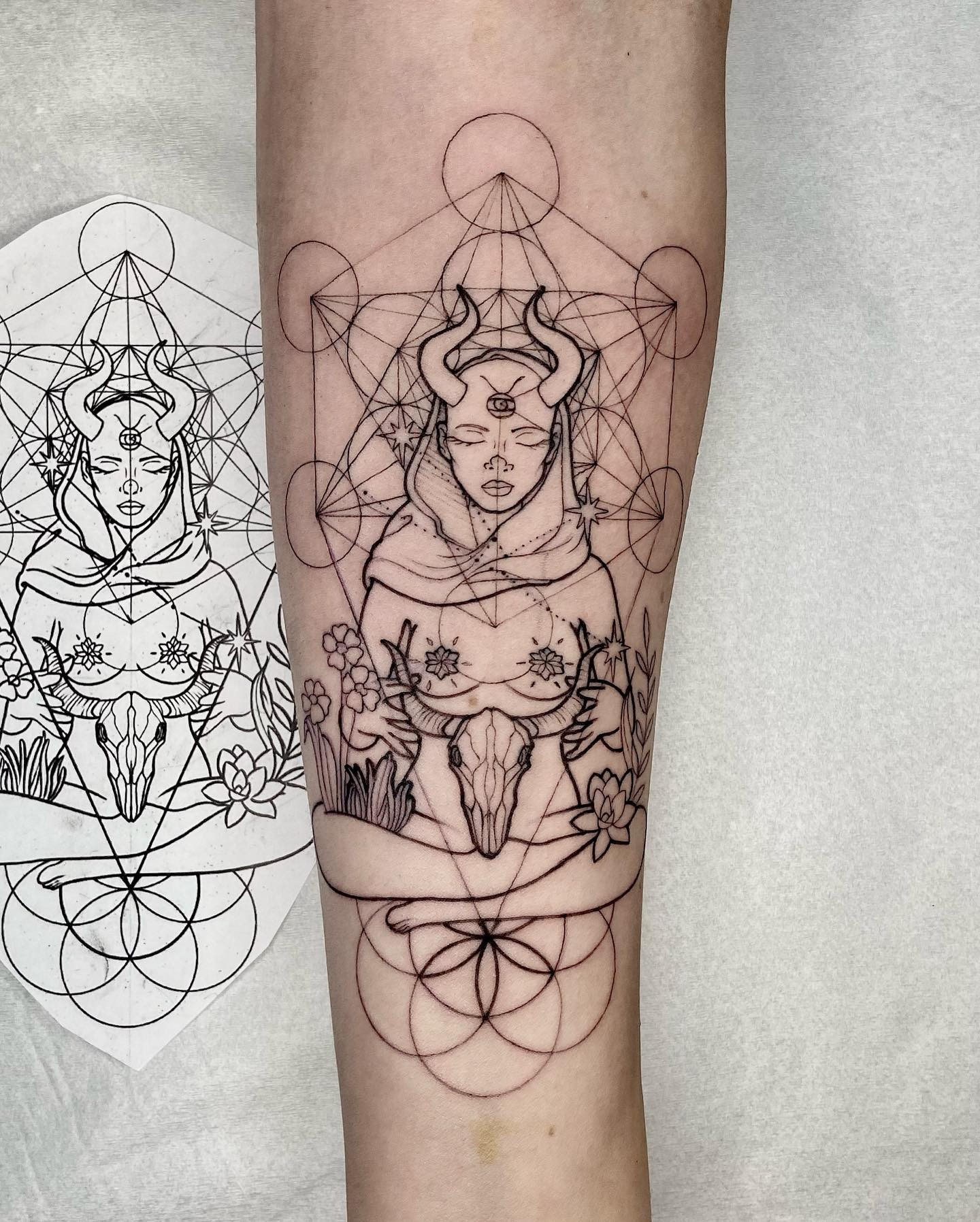 Taurus Geometric Tattoo