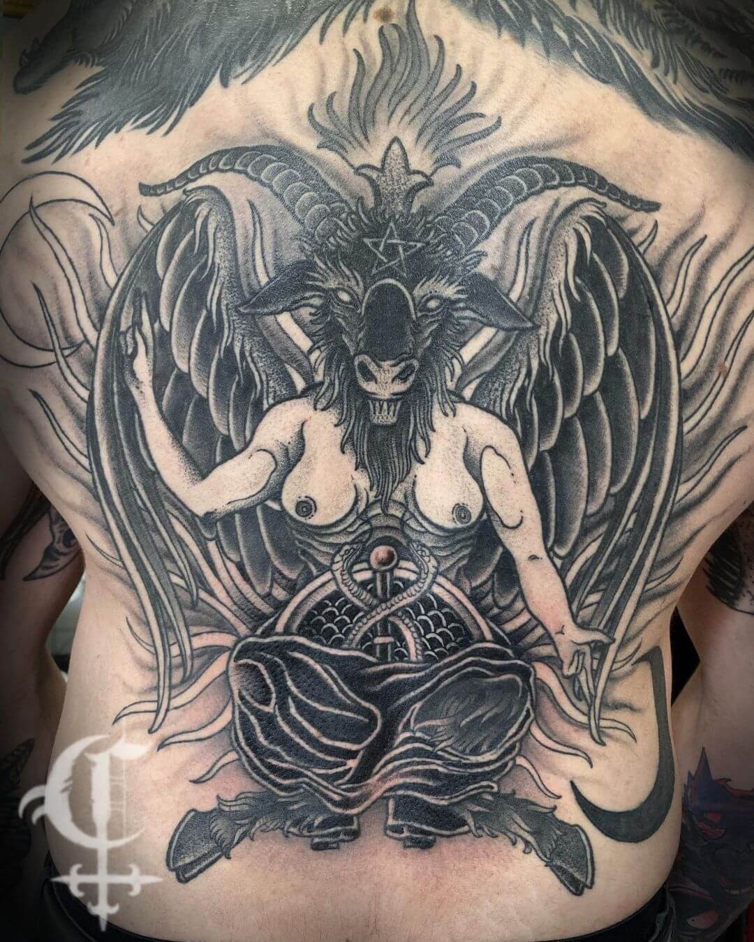 Full Back Satanic Tattoo