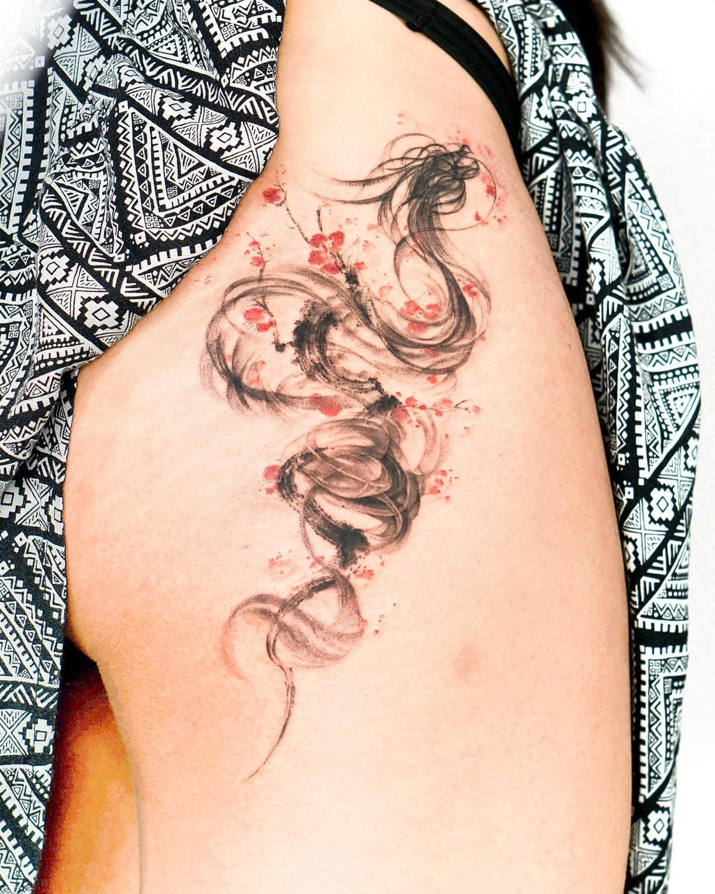 Cherry Blossom Dragon Tattoos For Women