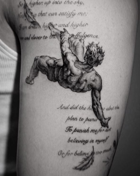 A Complex Graphic Icarus Tattoo