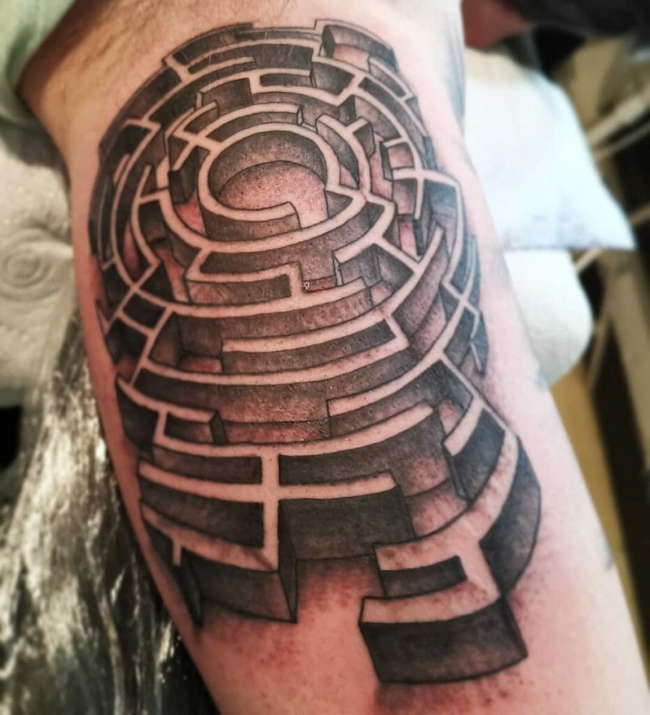 Maze Tattoos On Side Of Arm