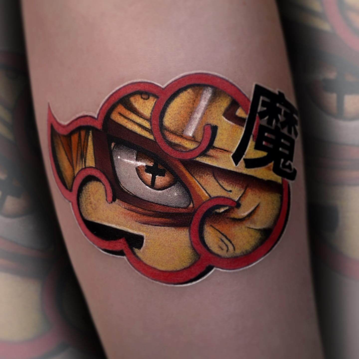 Naruto Eyes In Akatsuki Cloud Tattoo design