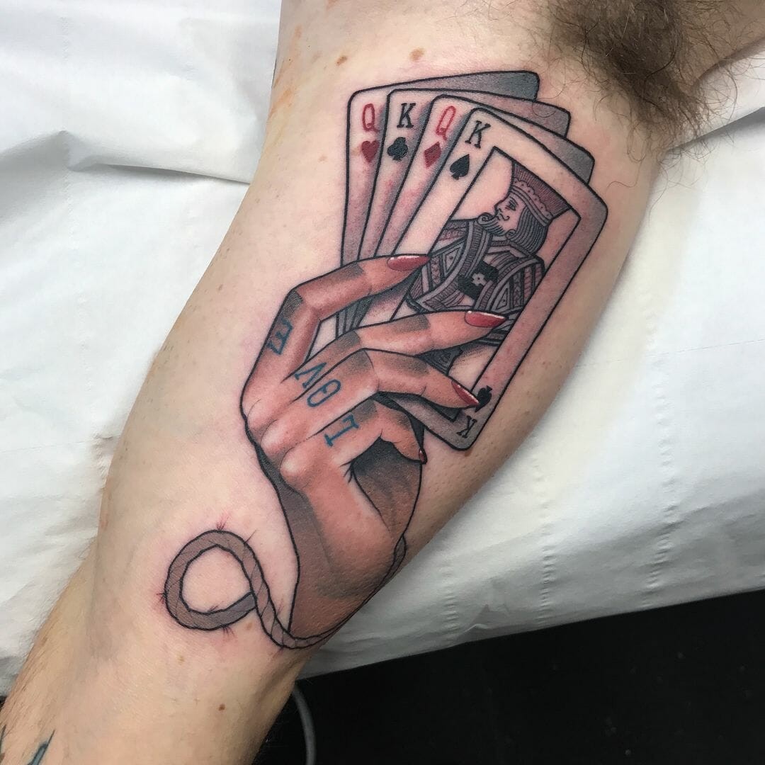 King And Queen Card Tattoo