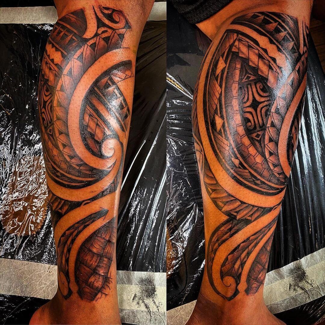 Leg Tribal Hawaiian Tattoo