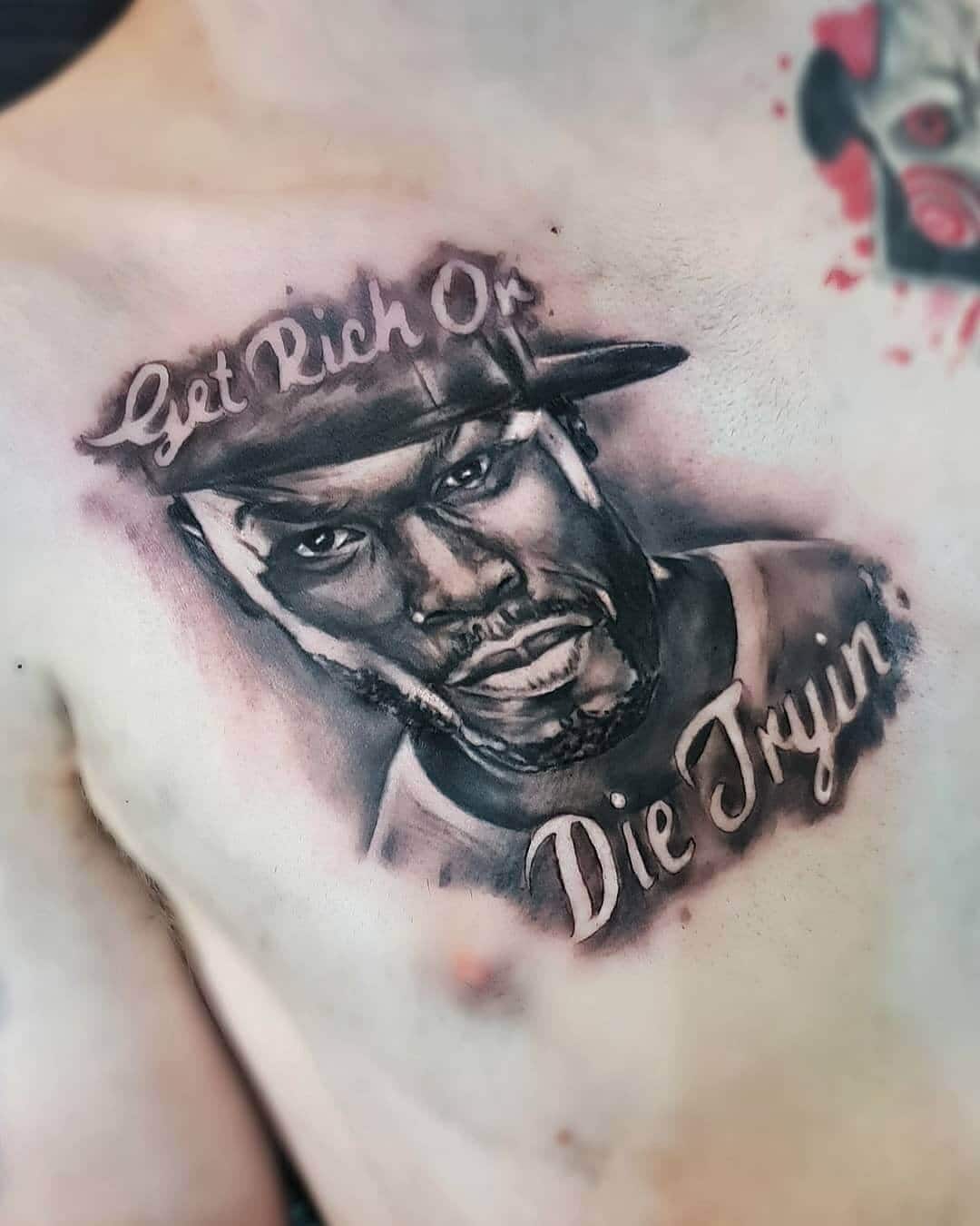 50 Cent Get Rich Or Die Tryin Tattoo On Chest