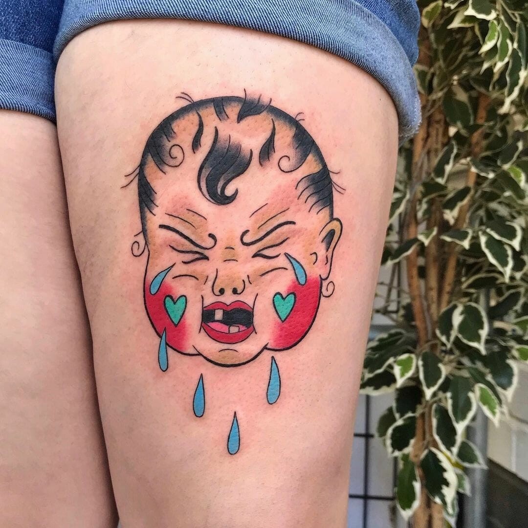 American Traditional Cry Baby Tattoos