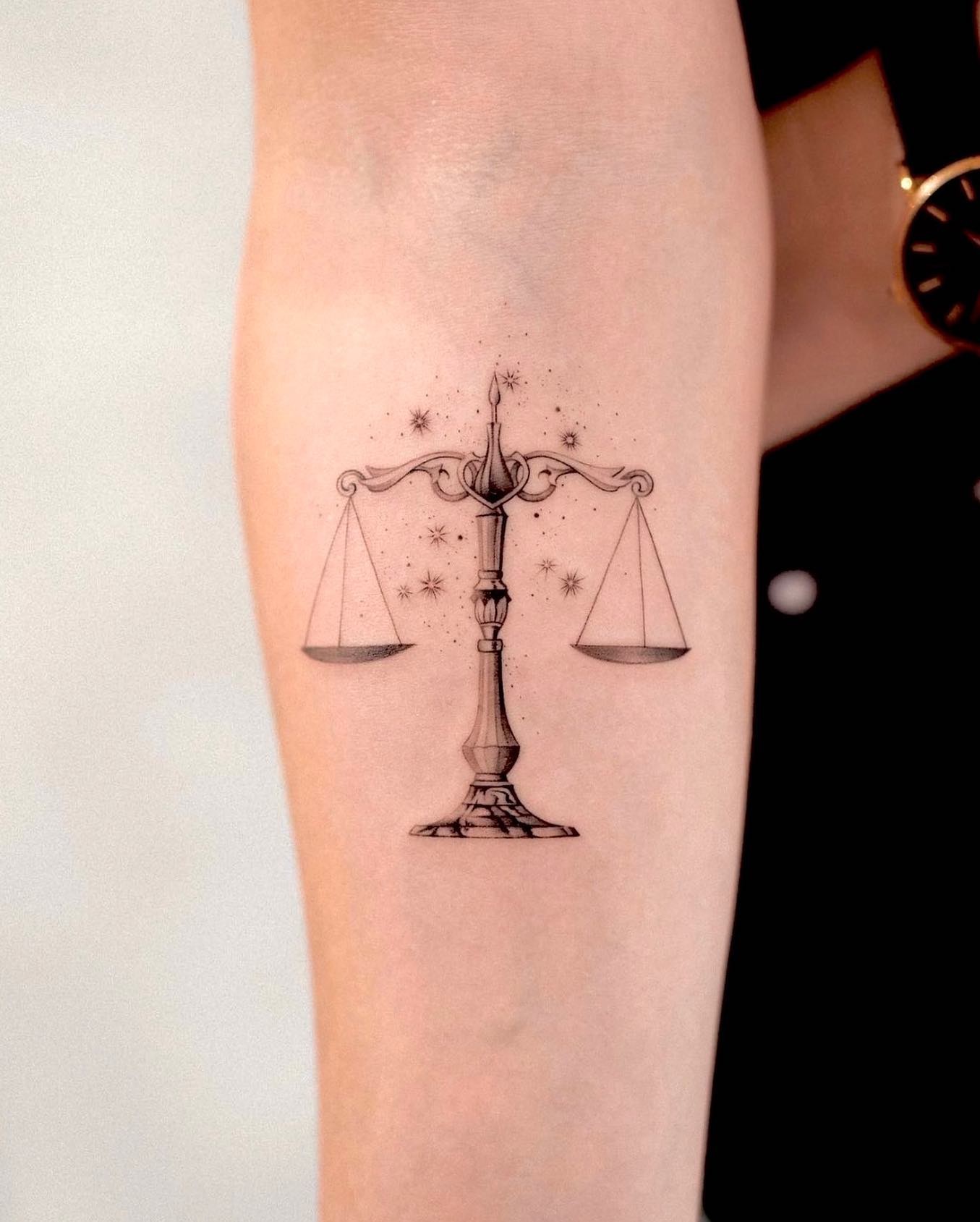 Simple Libra Tattoos In Black Ink