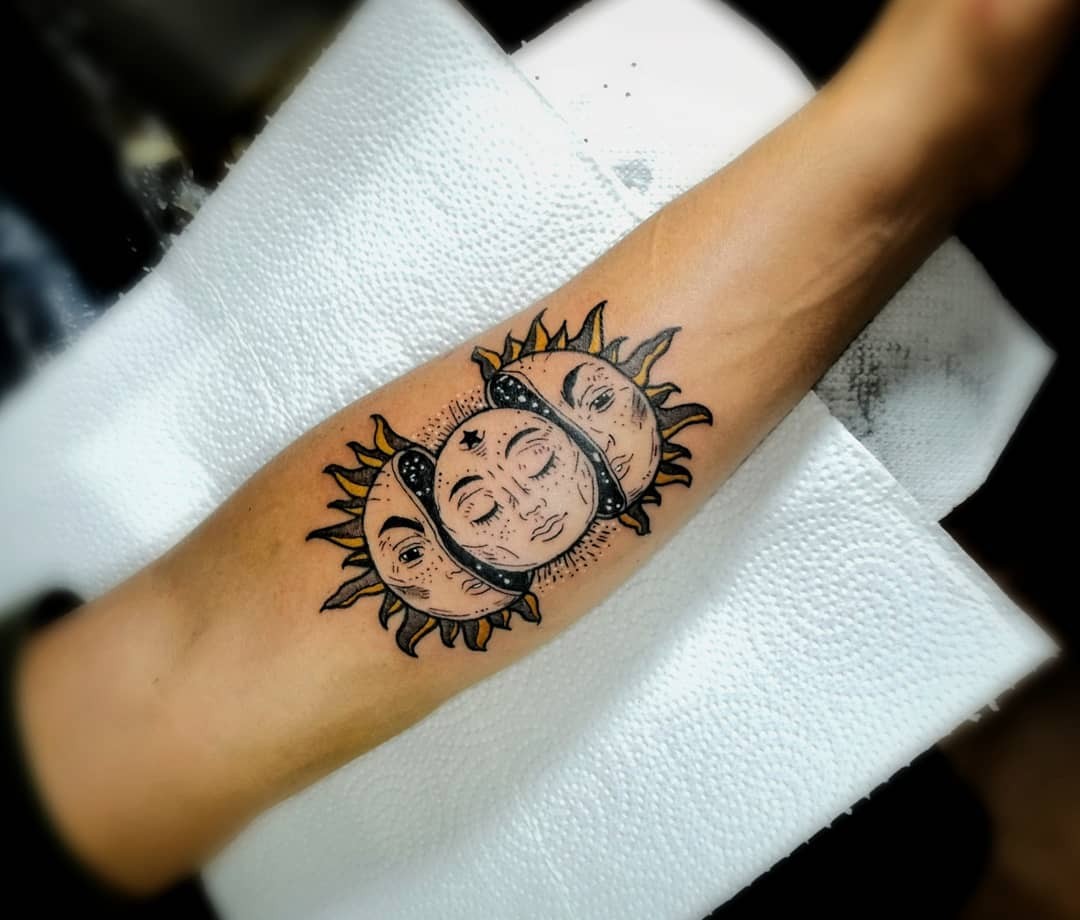 Sun and Moon Tattoo Design