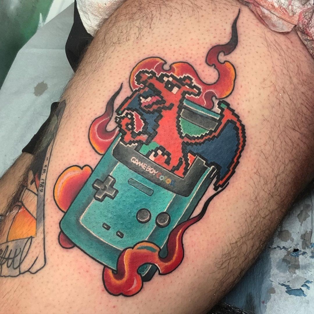 Charizard Pokemon Gameboy Tattoo