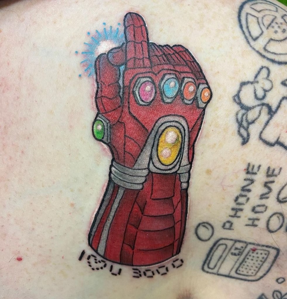 Red Infinity Gauntlet Tattoo Design