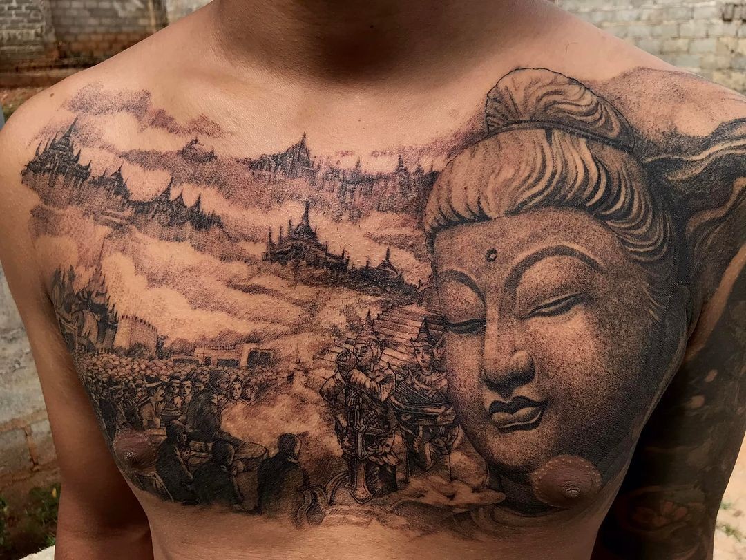 Buddha Chest Tattoo