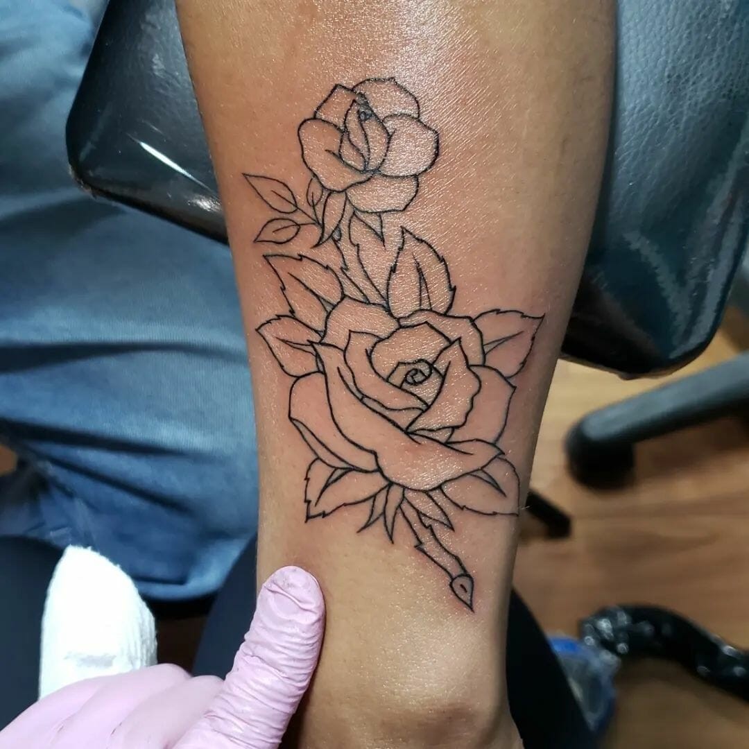 Lovely Outline Tattoo Designs Of Multiple Rose