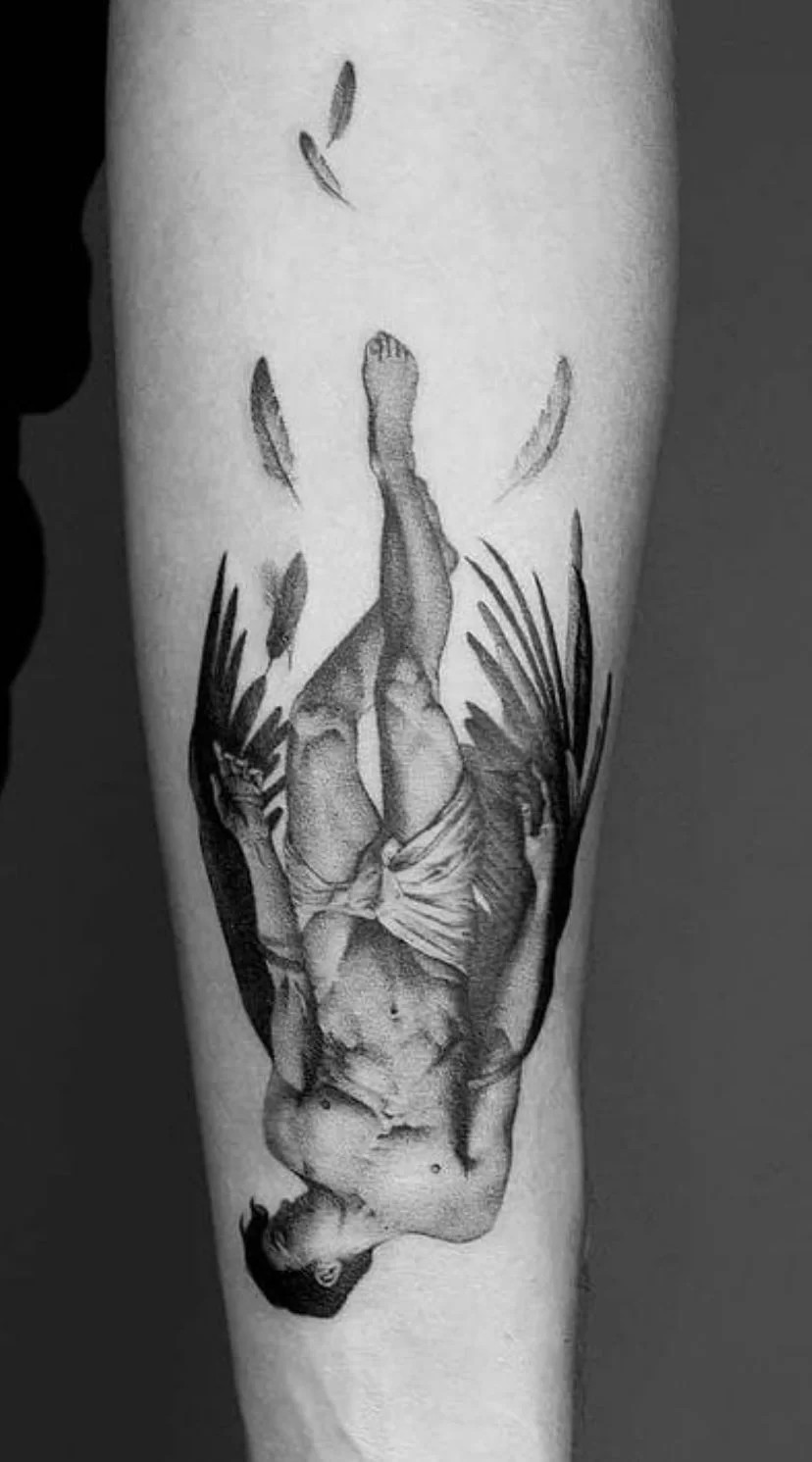 A Complex Graphic Icarus Tattoo