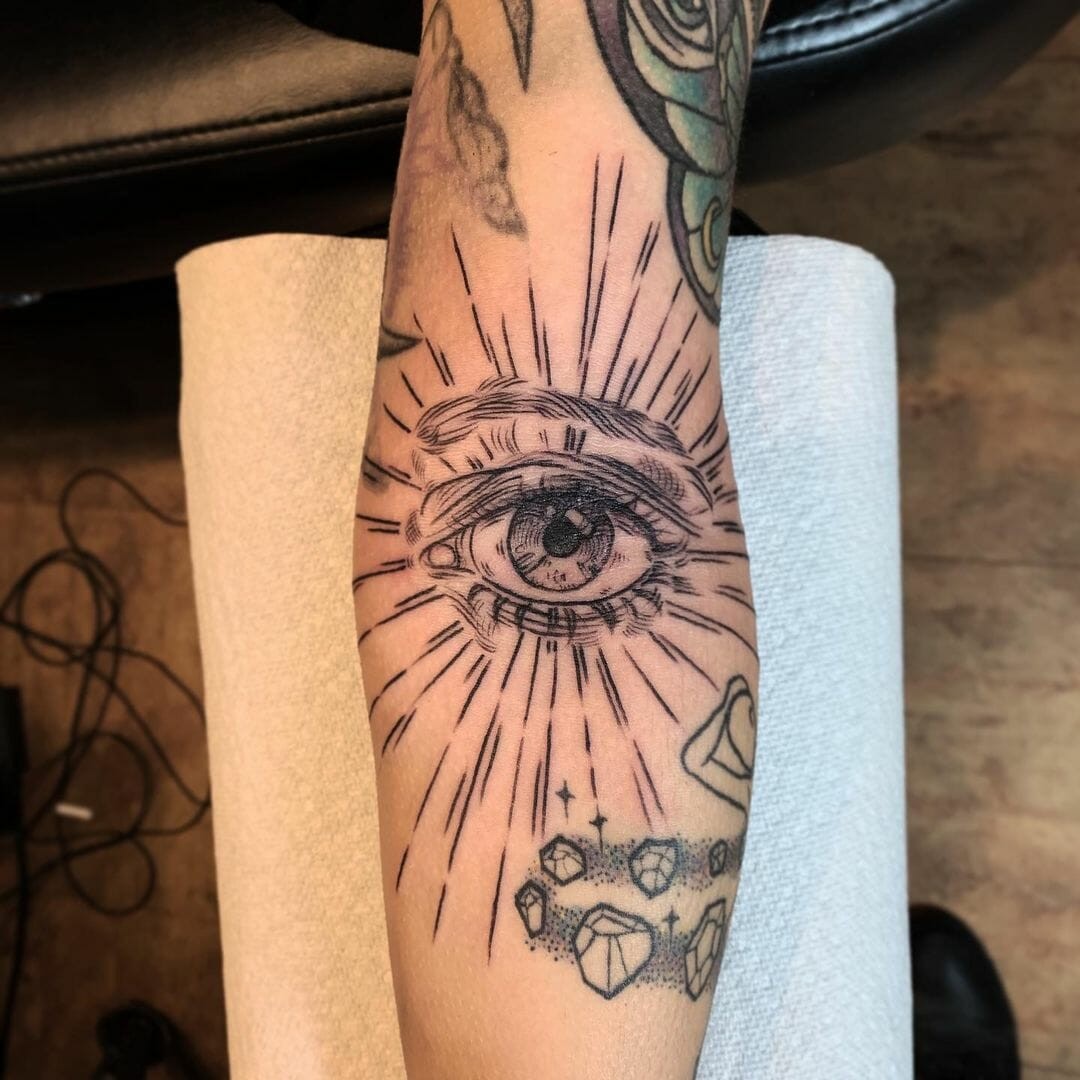 Eye Inner Elbow Tattoo