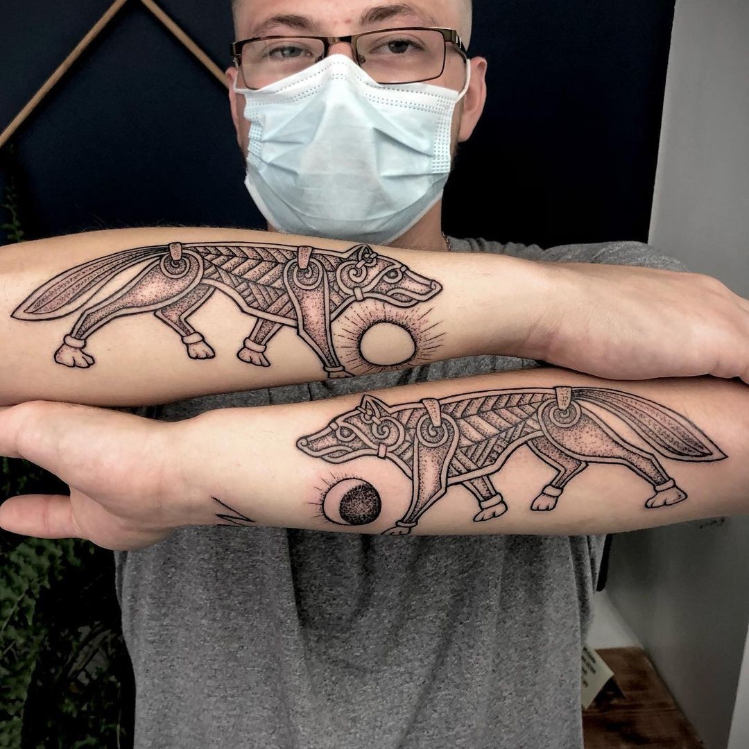 The Prowling Wolf Celtic Tattoo