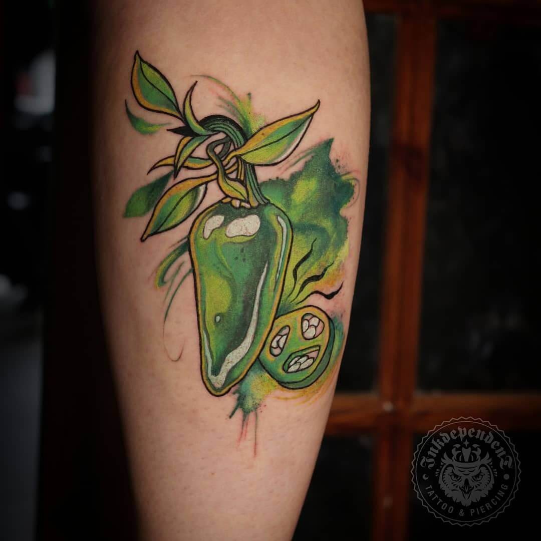 Watercolour Jalapeno Pepper Tattoo