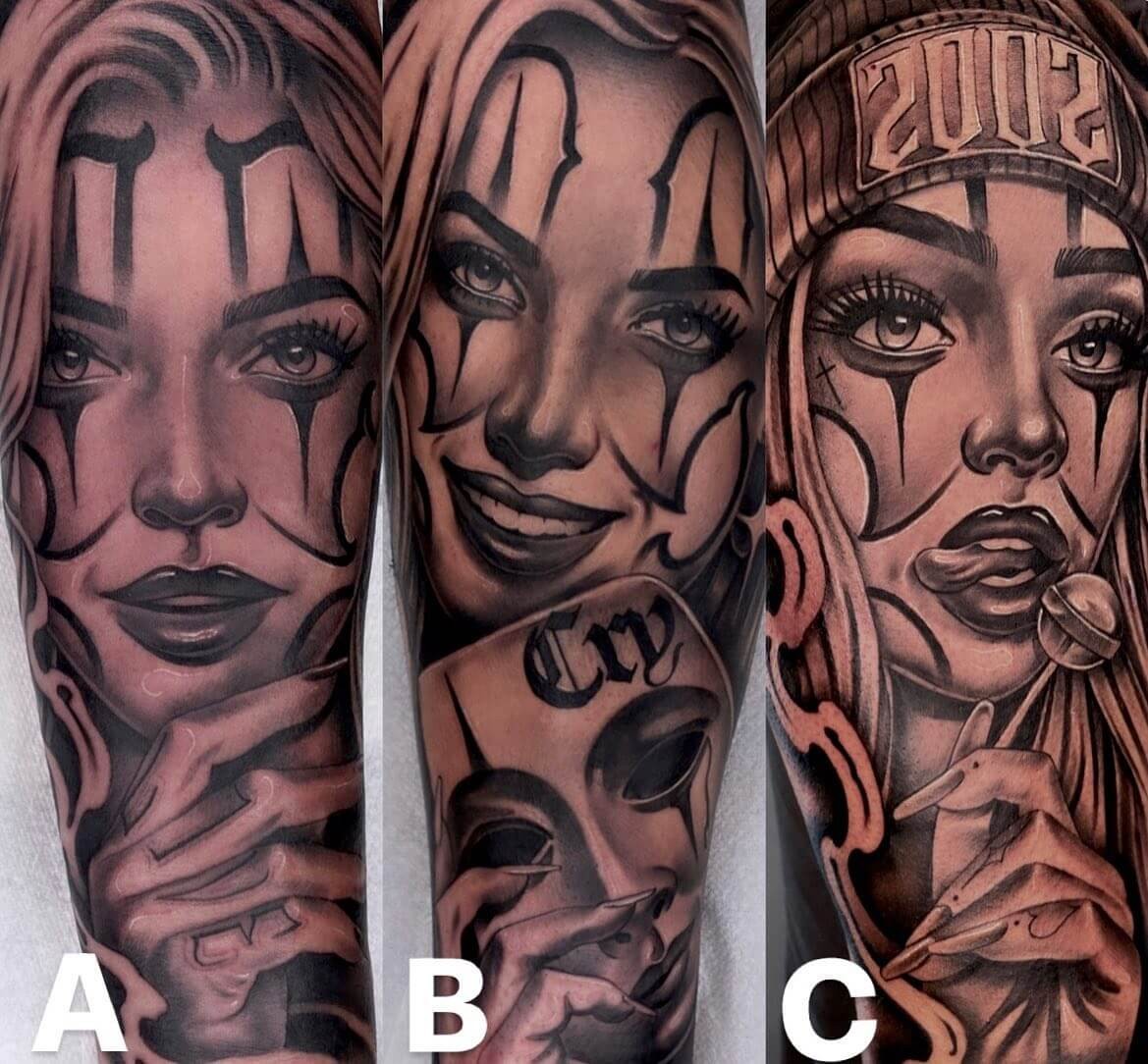 Cholo Gangster Woman Of Power Tattoo