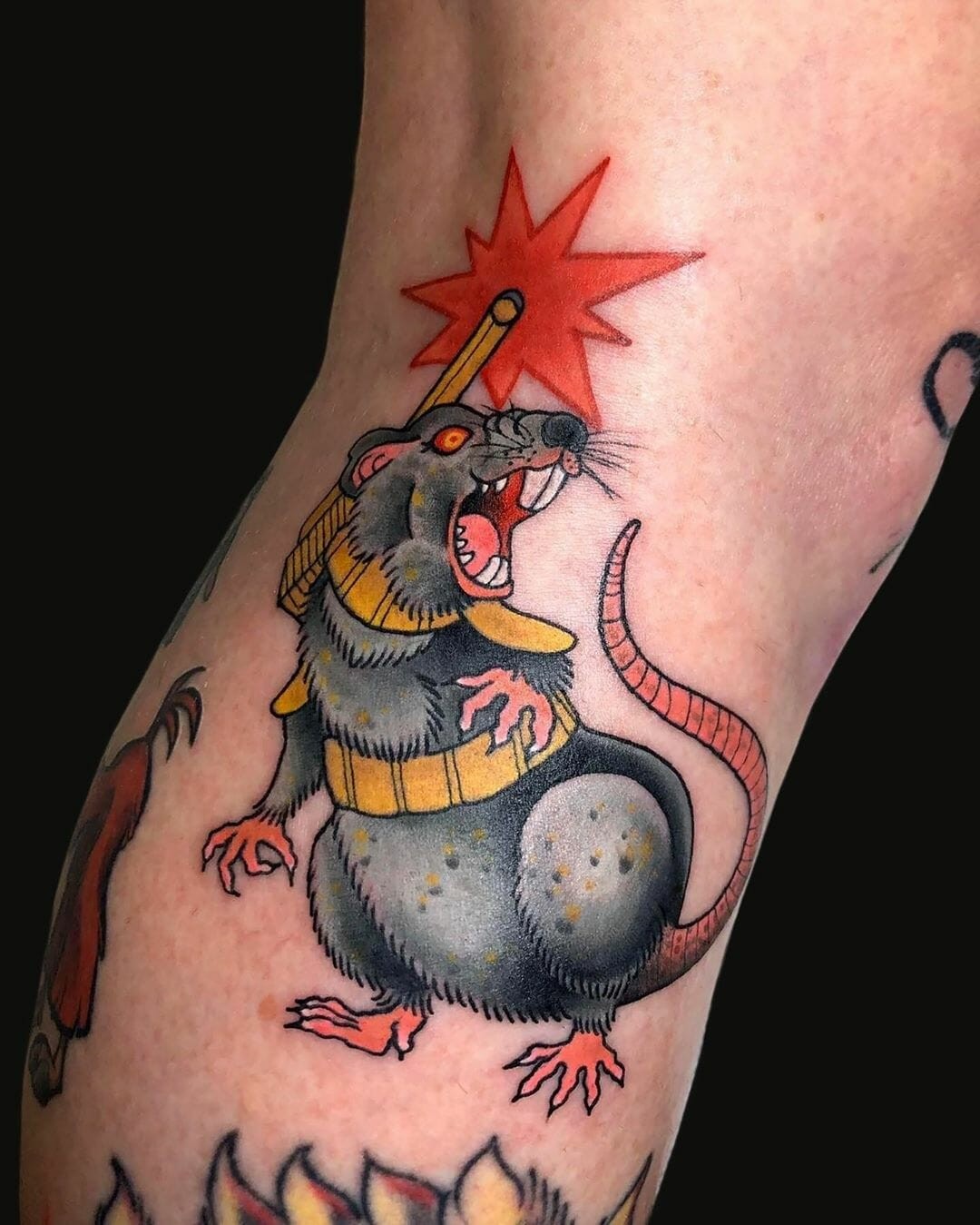 Angry Rat Ready To Start Blastin’ Cool Rat Tattoo Designs For Men