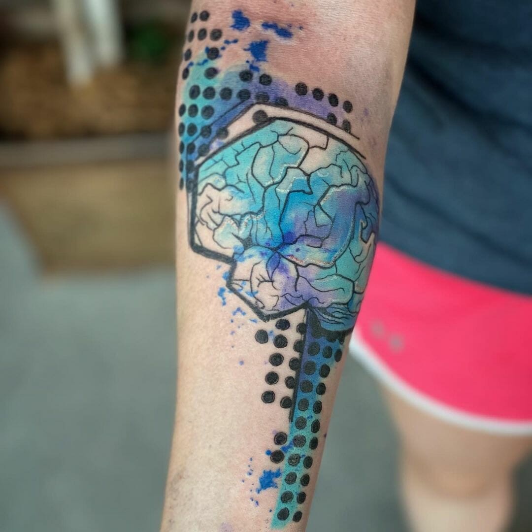 An Abstract Brain Tattoo In Stunning Colours