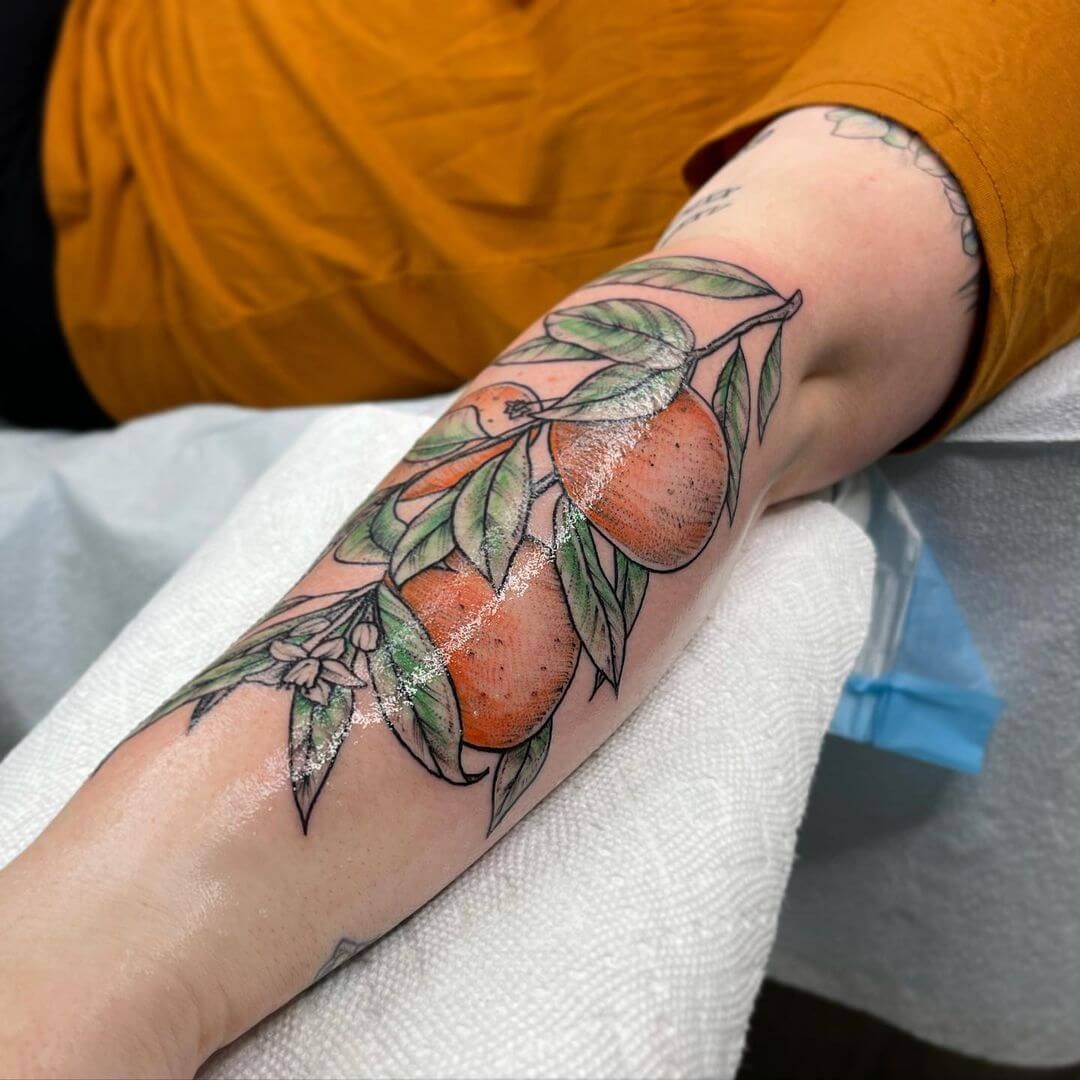 Orange Design For Sleeve Tattoo