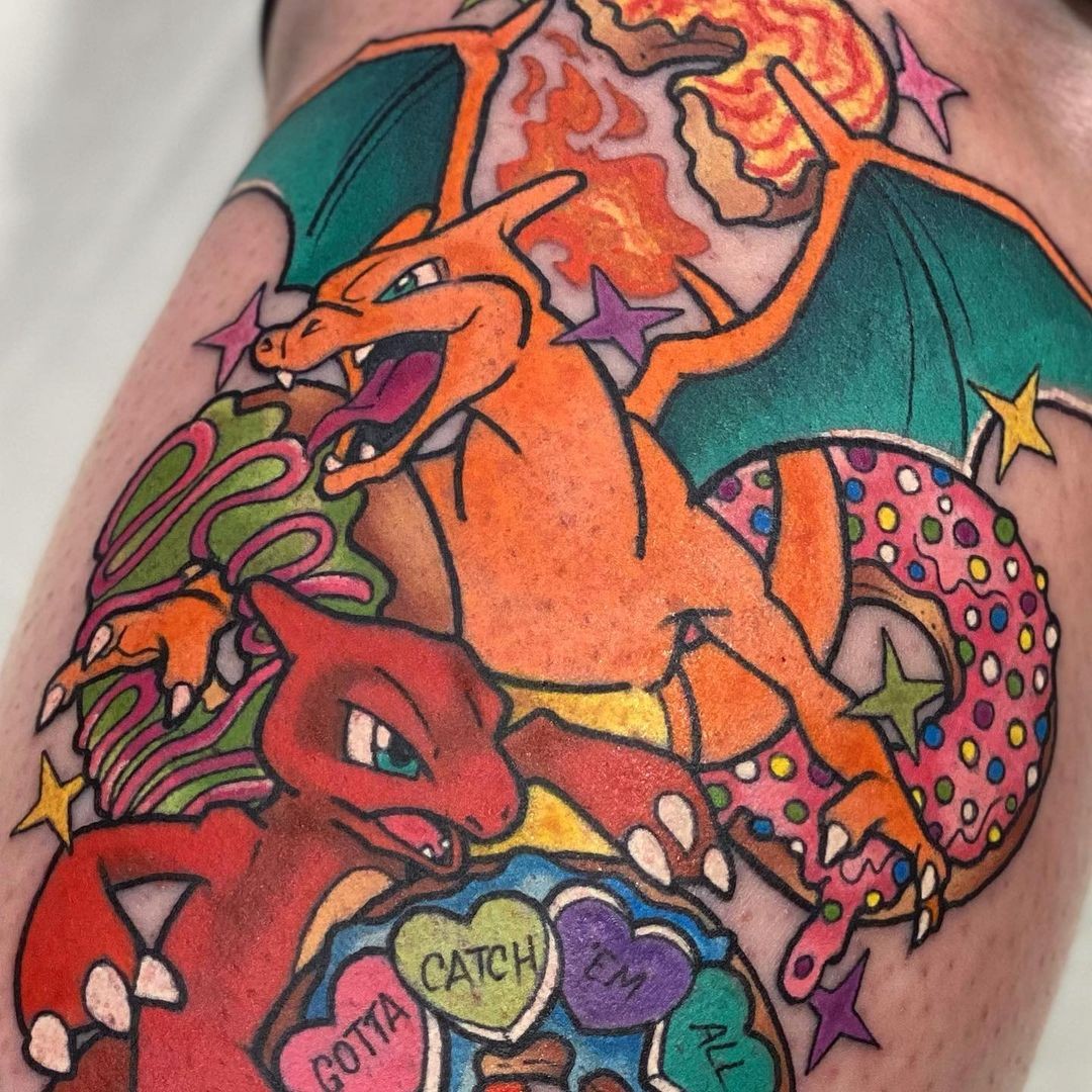 Charmander to Charizard Evolution Tattoo