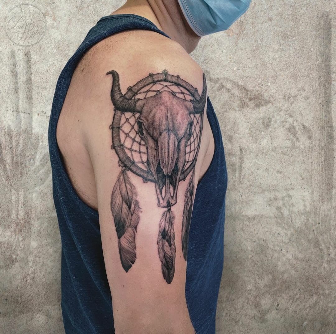 Bull Skull Dreamcatcher Tattoo