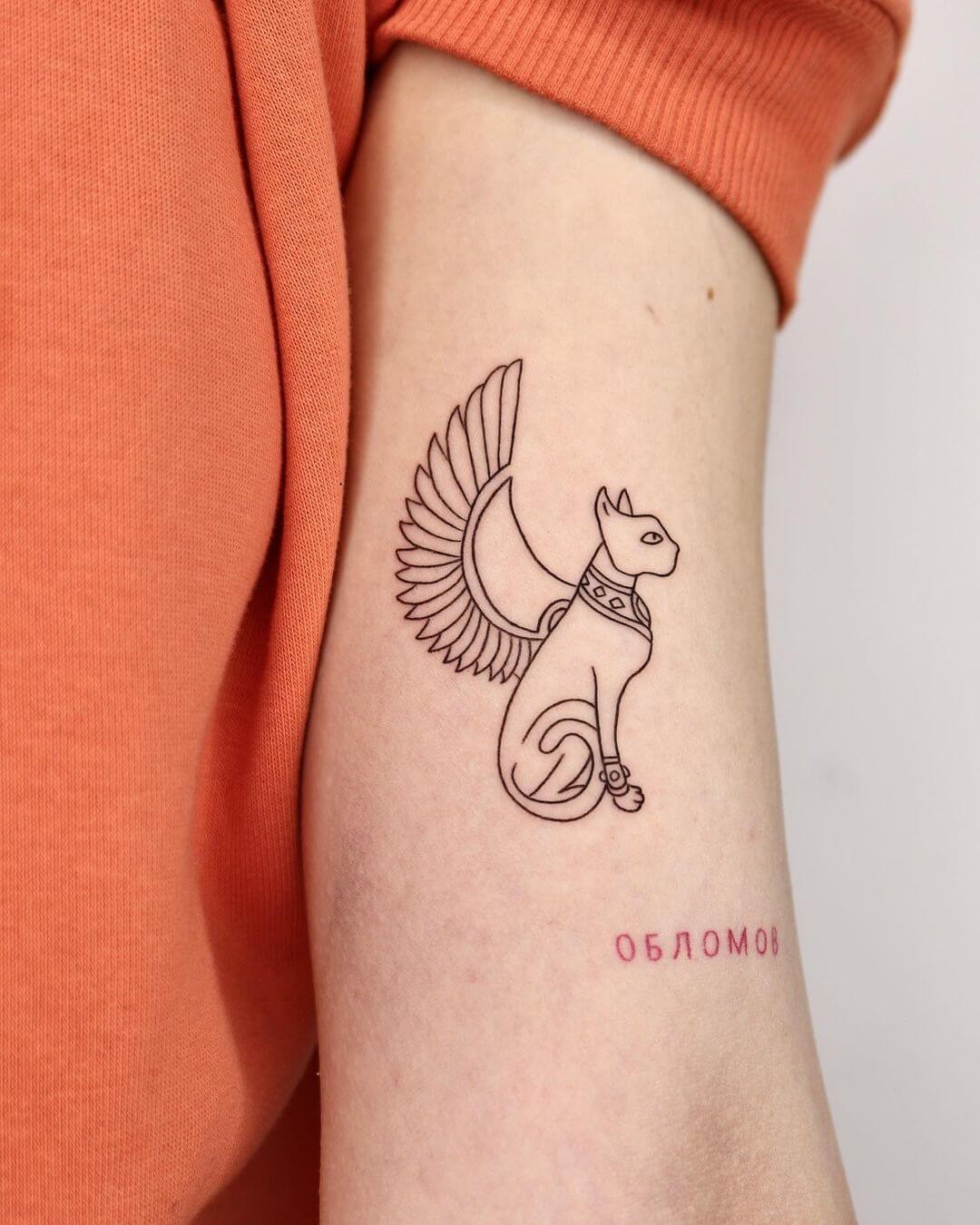 Minimal Bastet Cat Tattoo