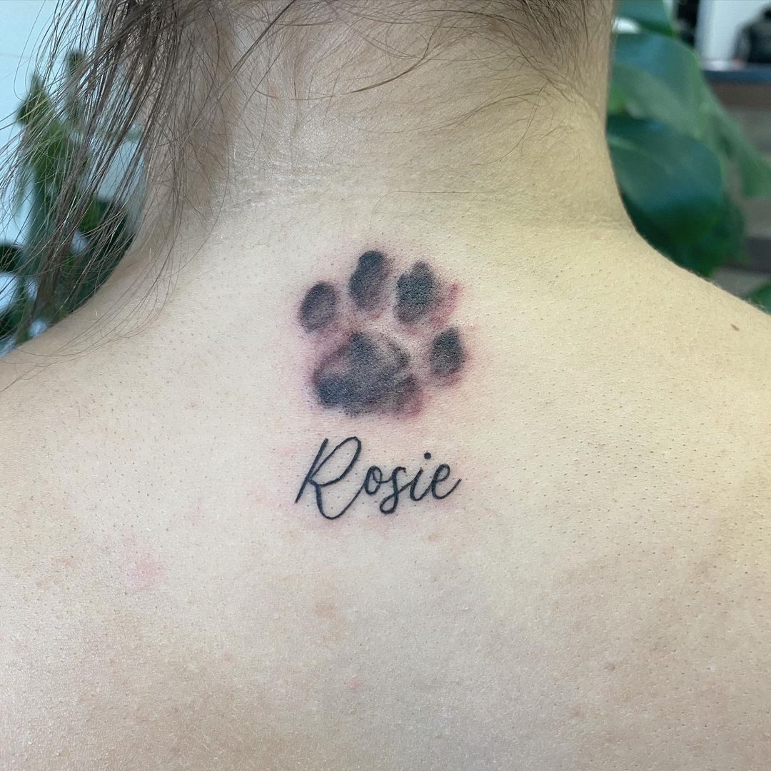 Paw Print Tattoo With Your Pet’s Name