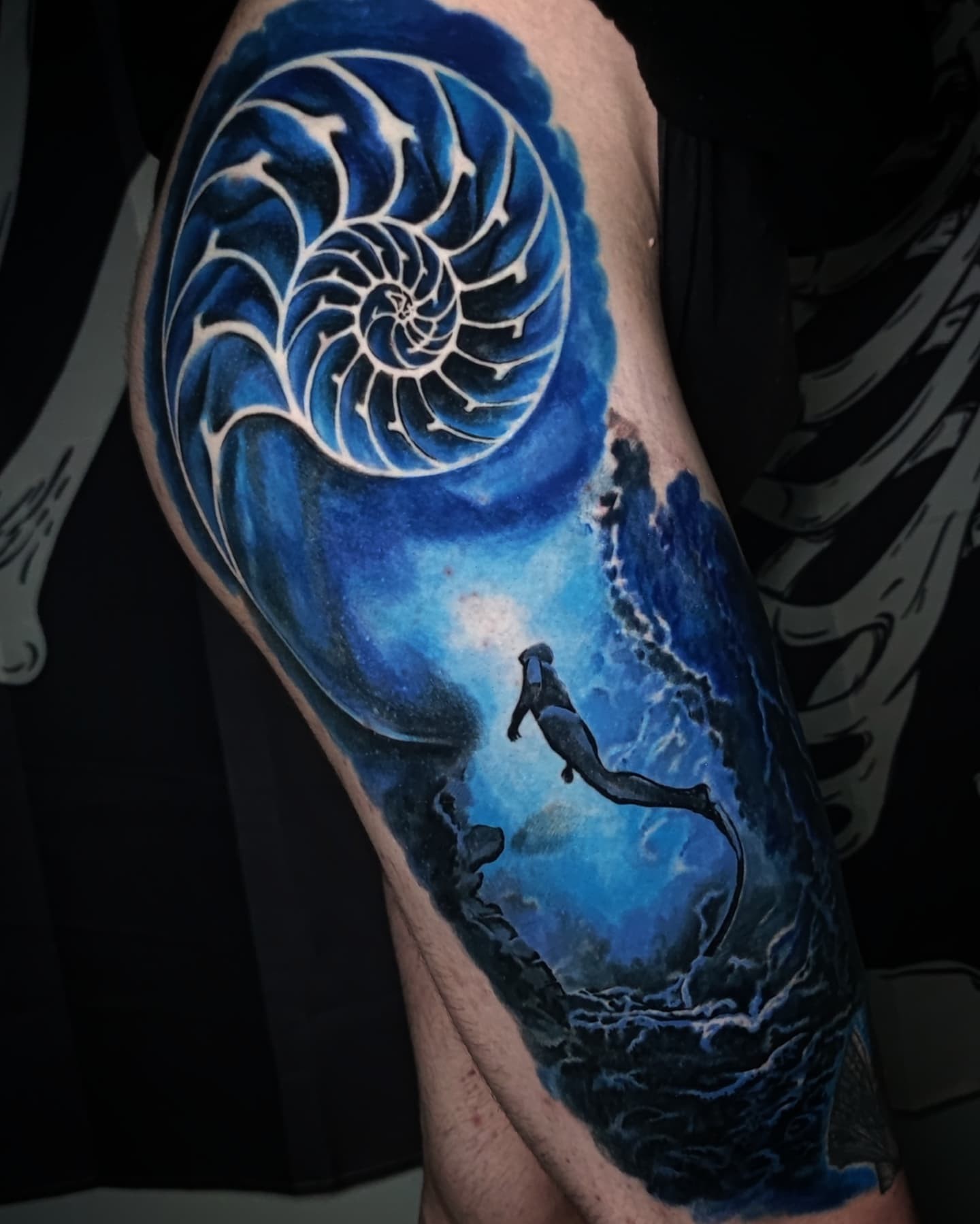 Nautilus Sea-Themed Tattoo