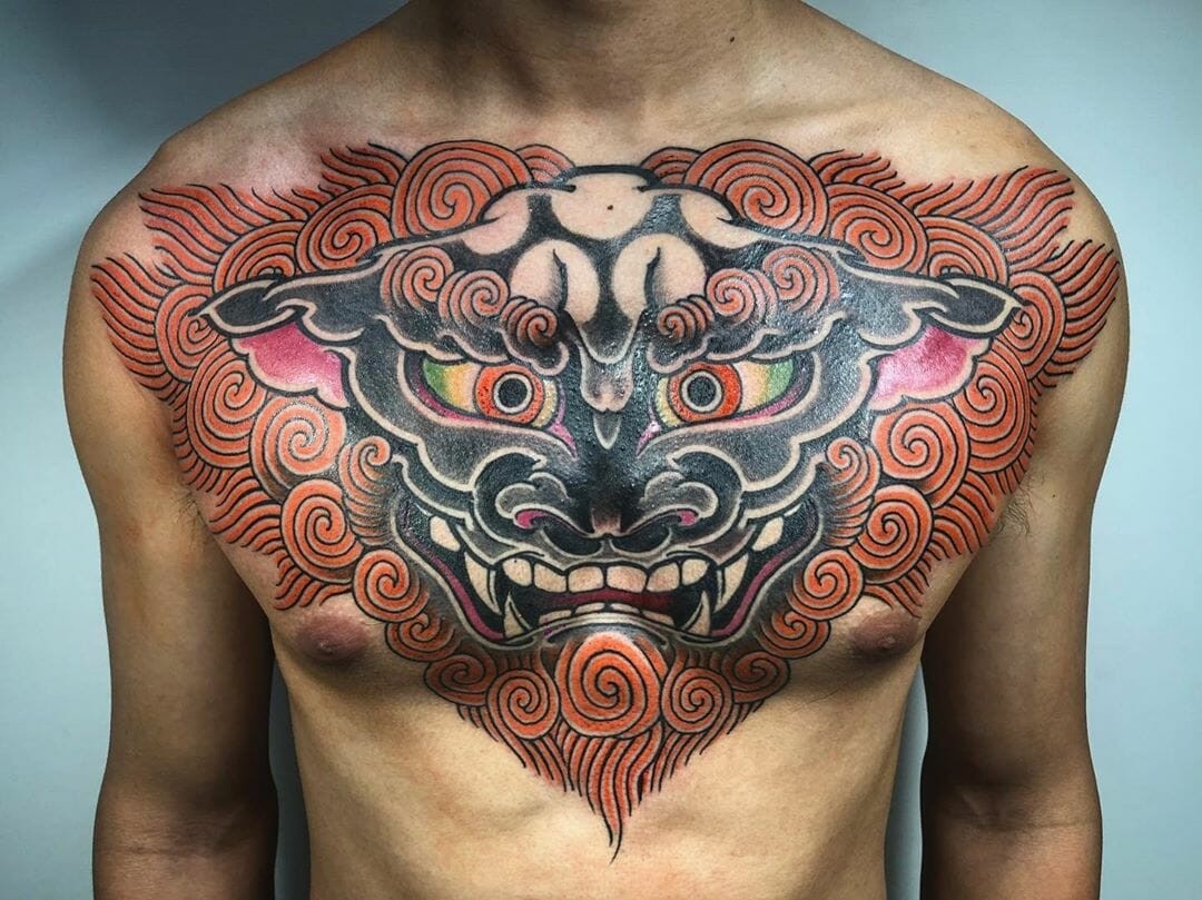 Chest Foo Dog Tattoo