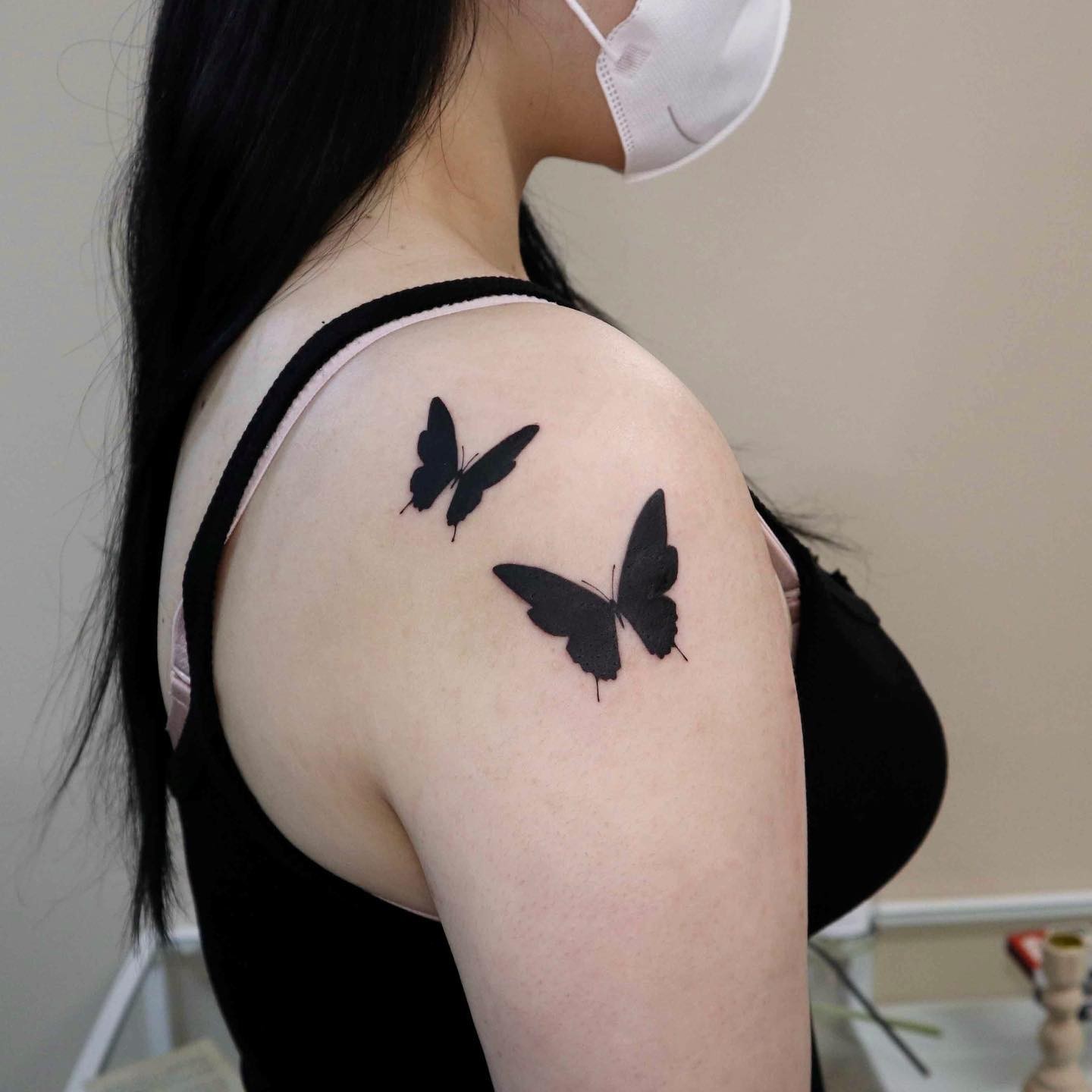 Solid Black Butterfly Tattoo