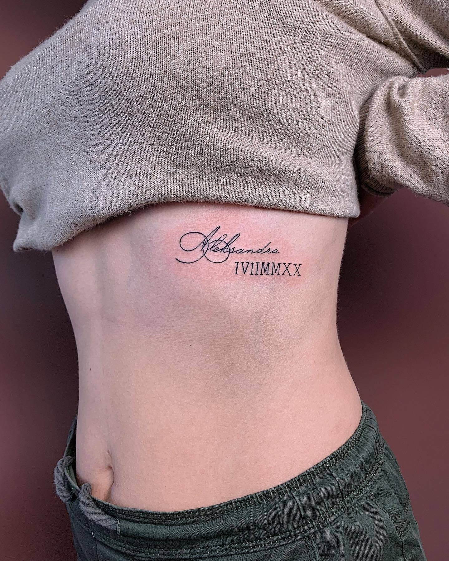 Child’s Name Tattoo With Birth Date