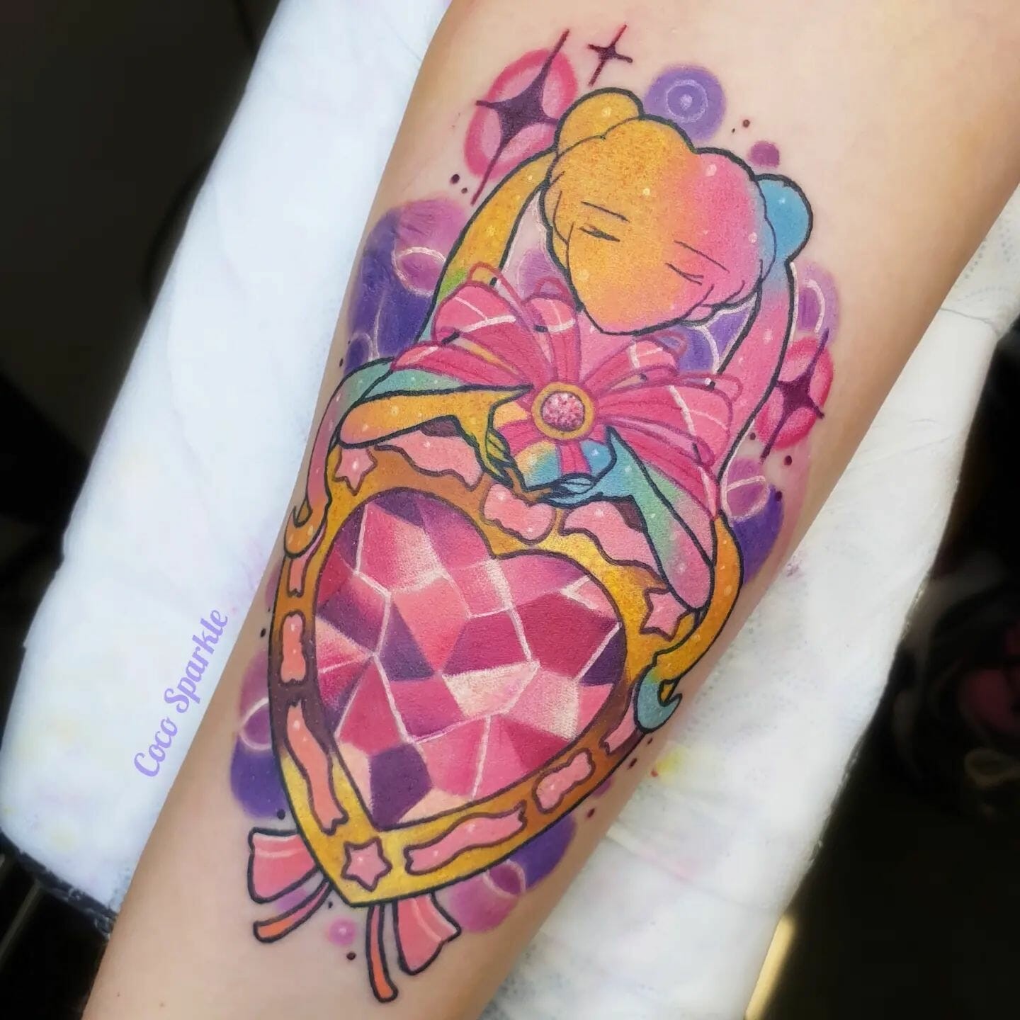 Anime Silhouette Diamond Heart Tattoo Drawing