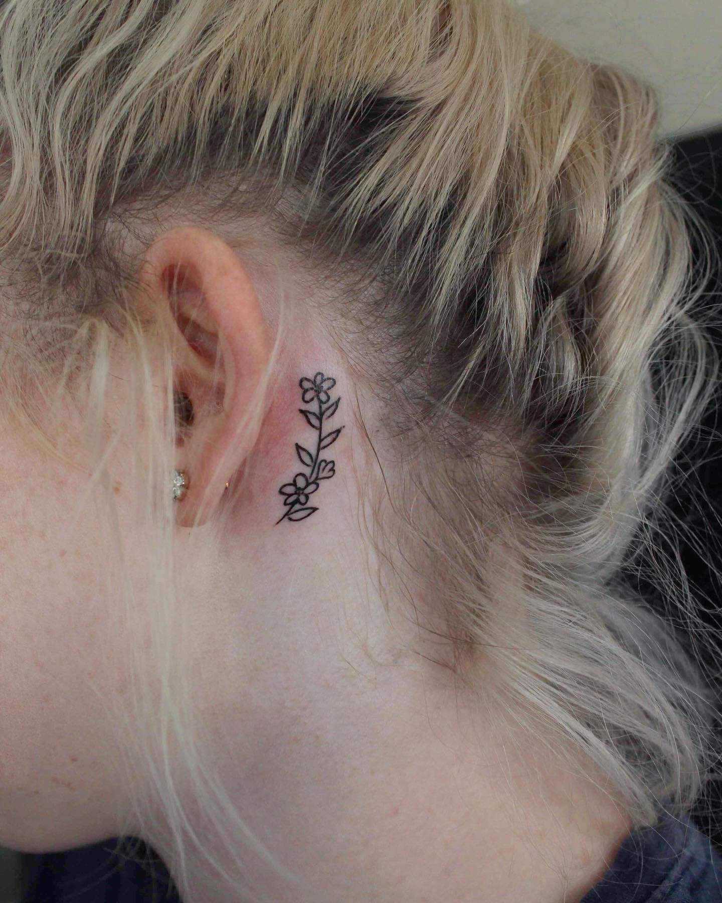 Flower Tattoo Behind Ear