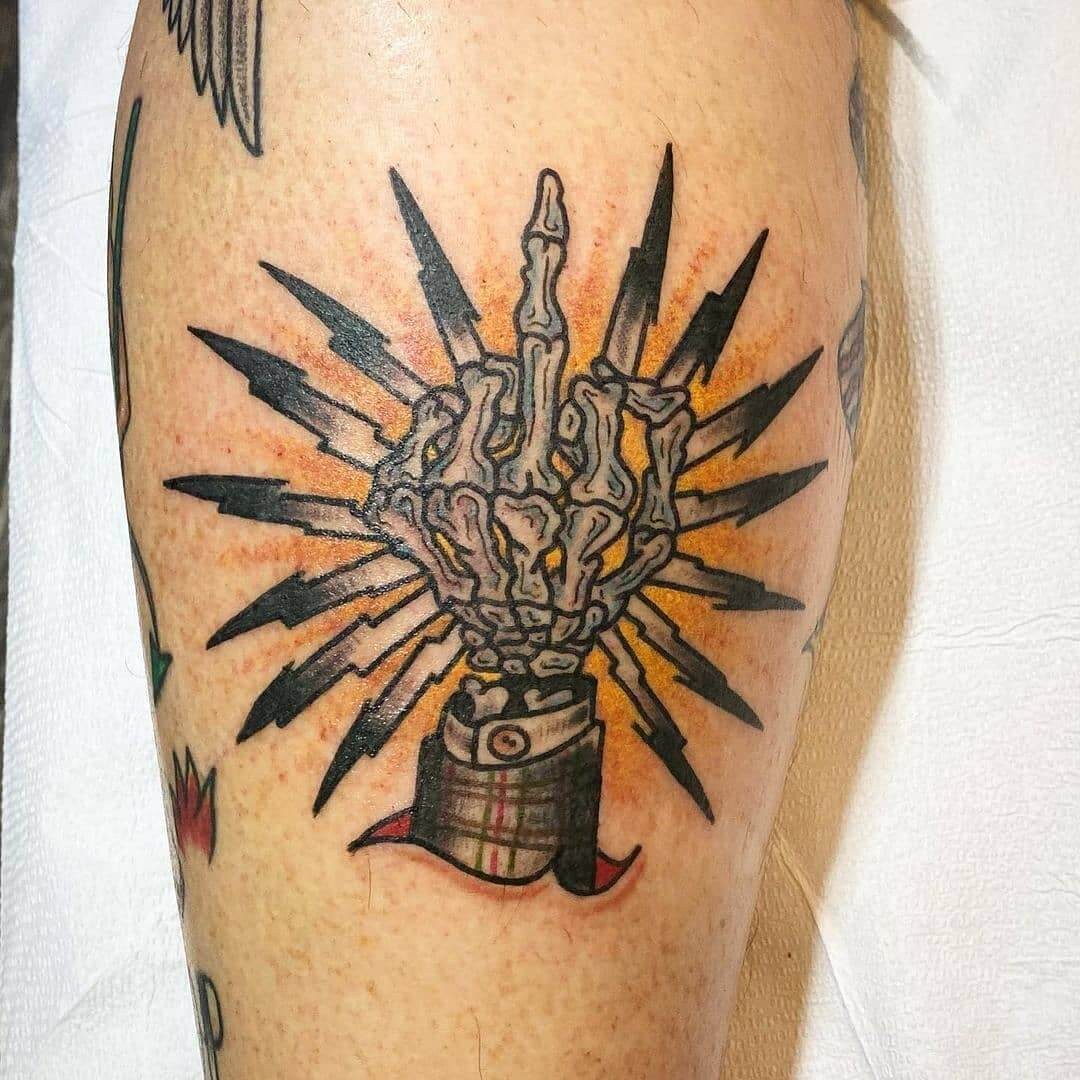 IBEW Flipping Off Tattoo