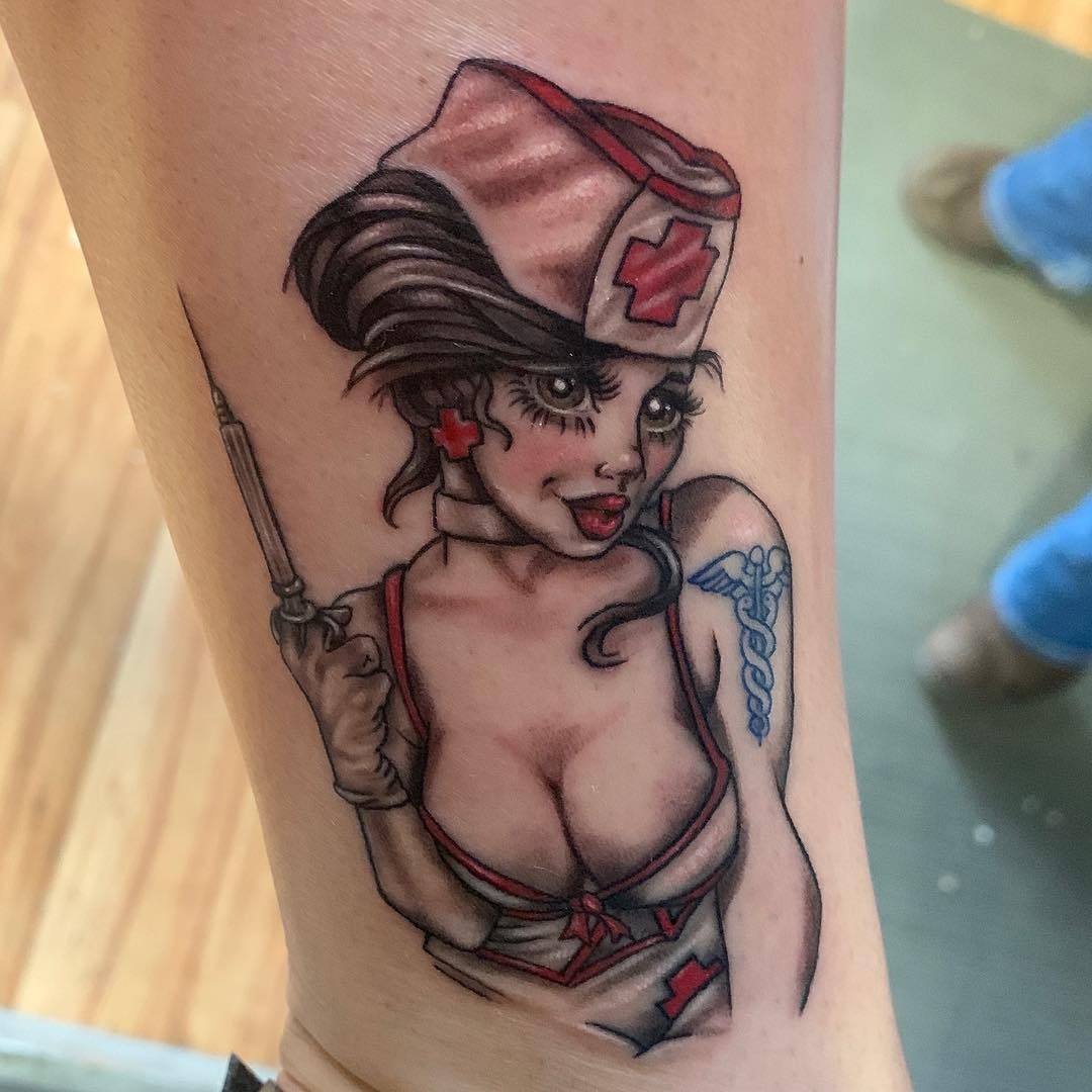 Sexy Pin-Up Nurse Tattoo Design