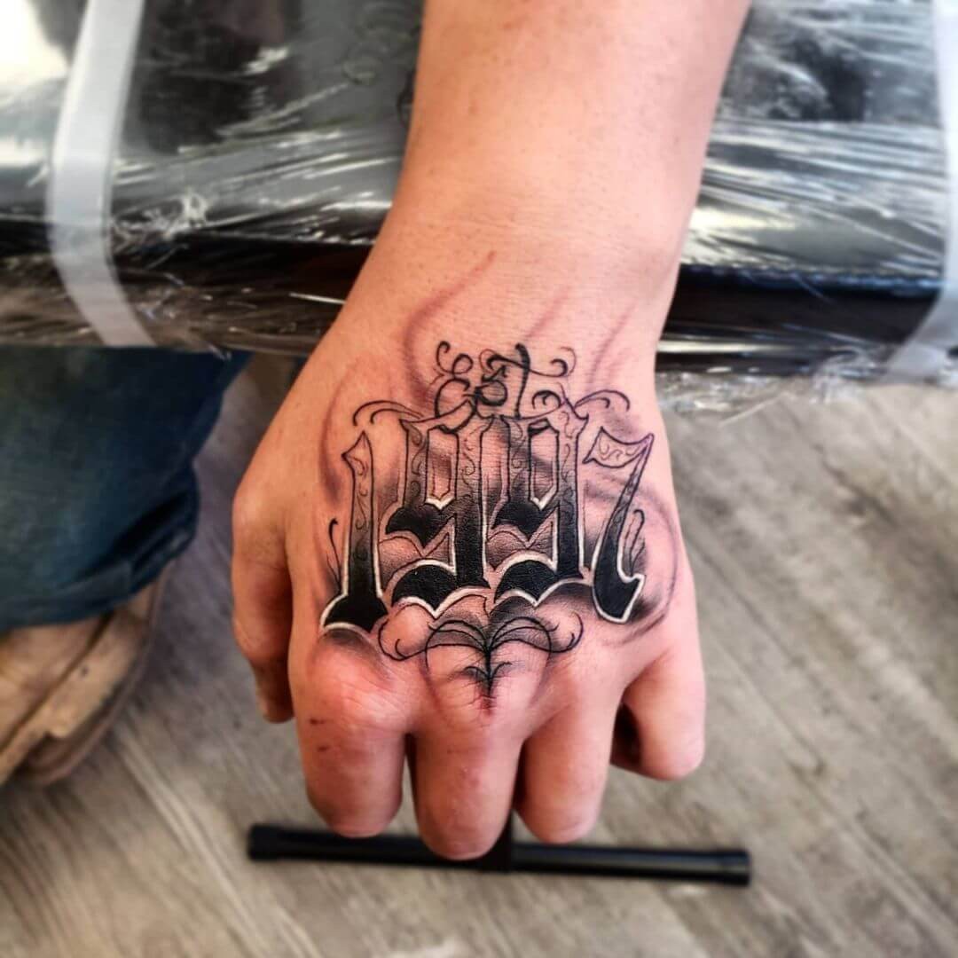 Est 1997 Old English Font Tattoo