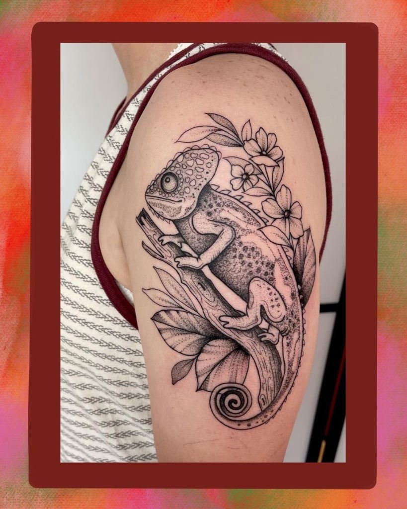 Sketch Chameleon Tattoo