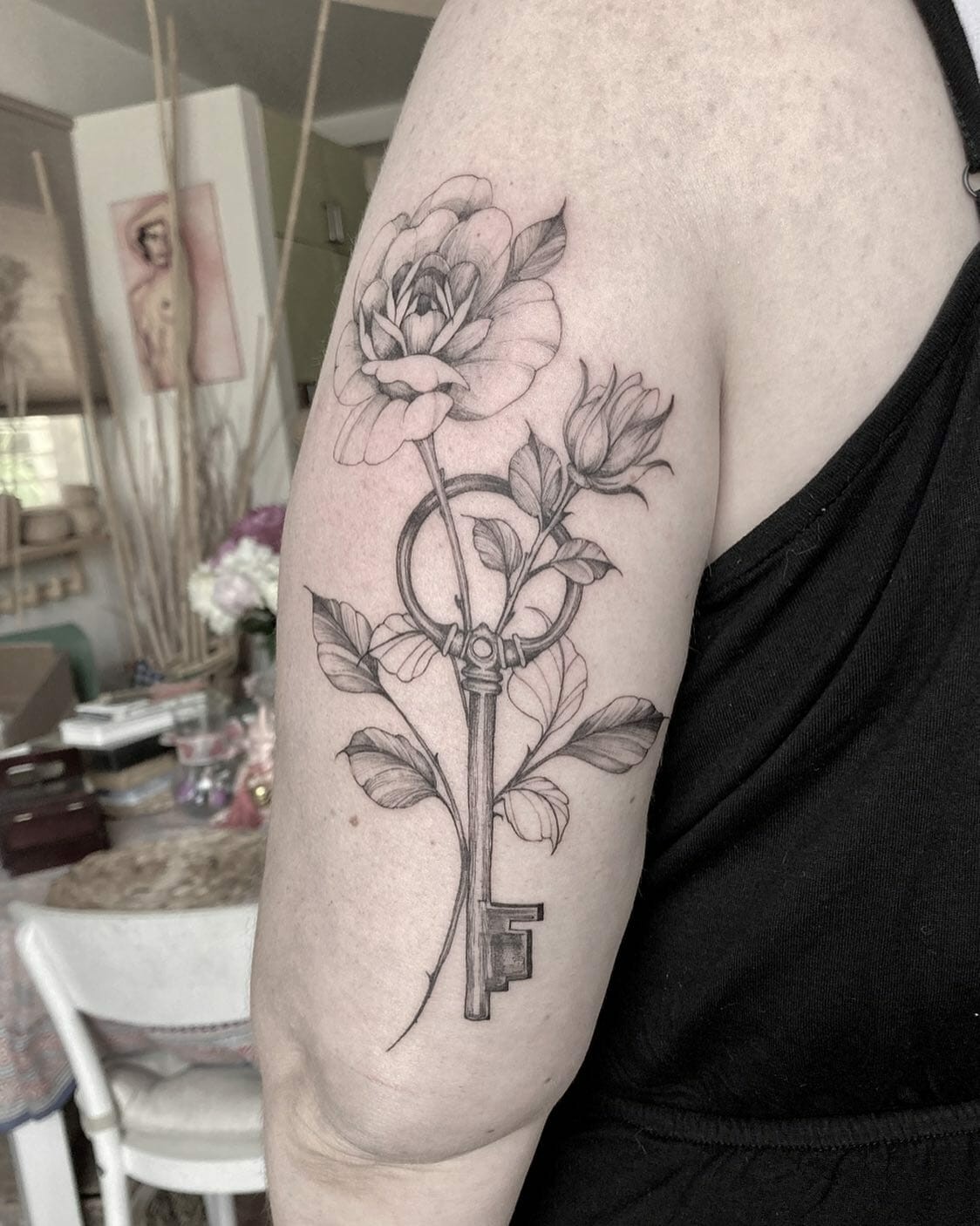 Traditional Flower Key Tattoo