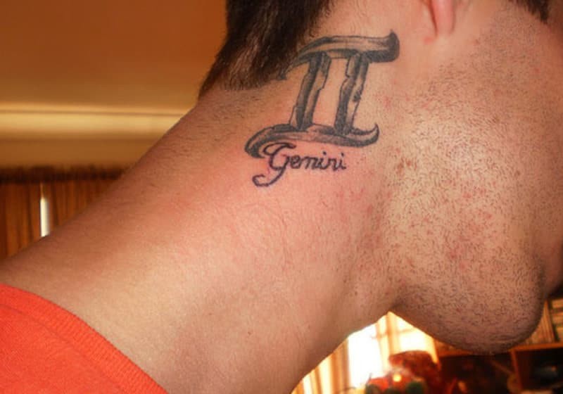 Gemini Symbol Tattoos On Neck