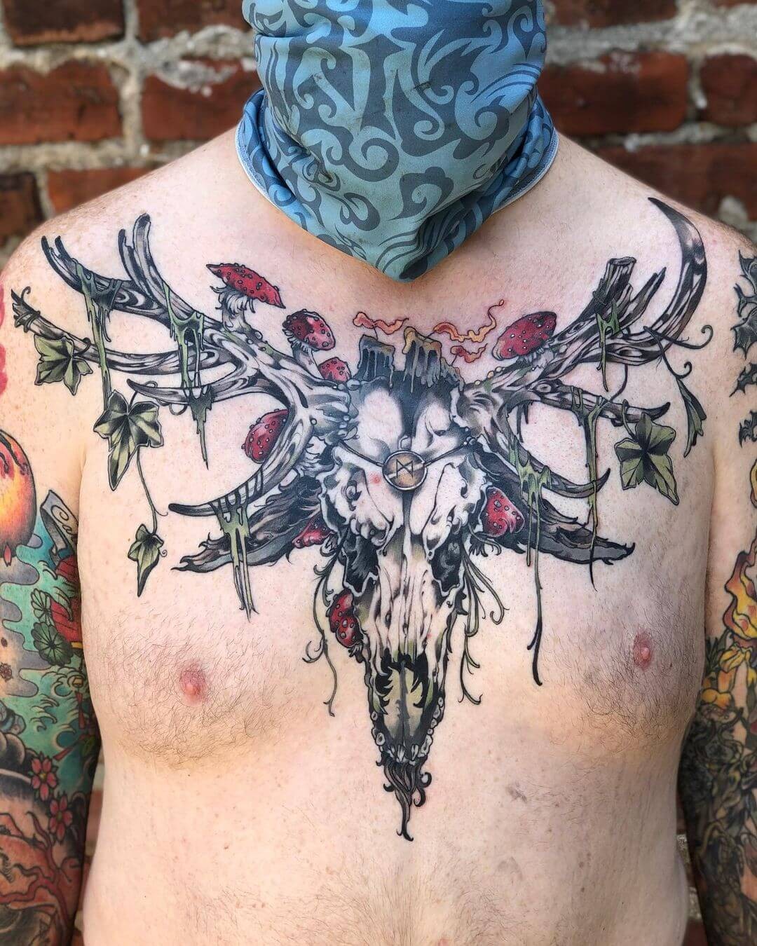 Badass Stag Head Or Skull Tattoo Design