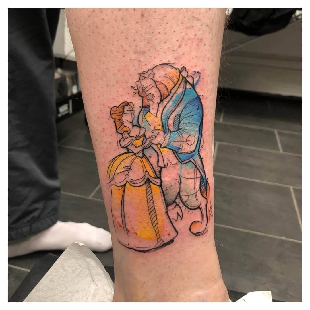 Sketchy Animation Beauty And The Beast Tattoos Artistic Tattoo Ideas For Disney Fans