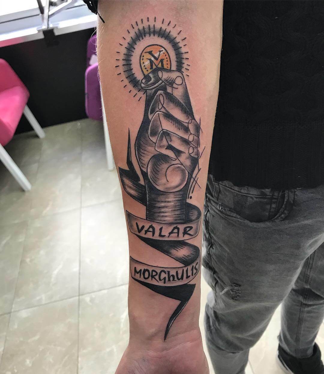 Forearm Black Valar Dohaeris Tattoo